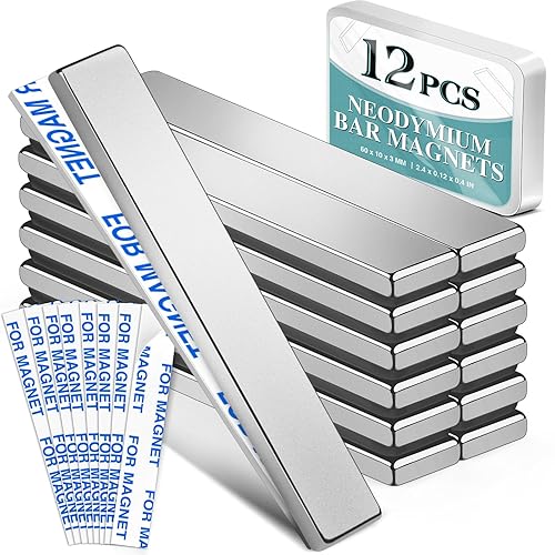 Paquete de 12 imanes de neodimio fuertes, potentes imanes de neodimio de tierras raras con adhesivo de doble cara, perfectos para nevera, garaje,