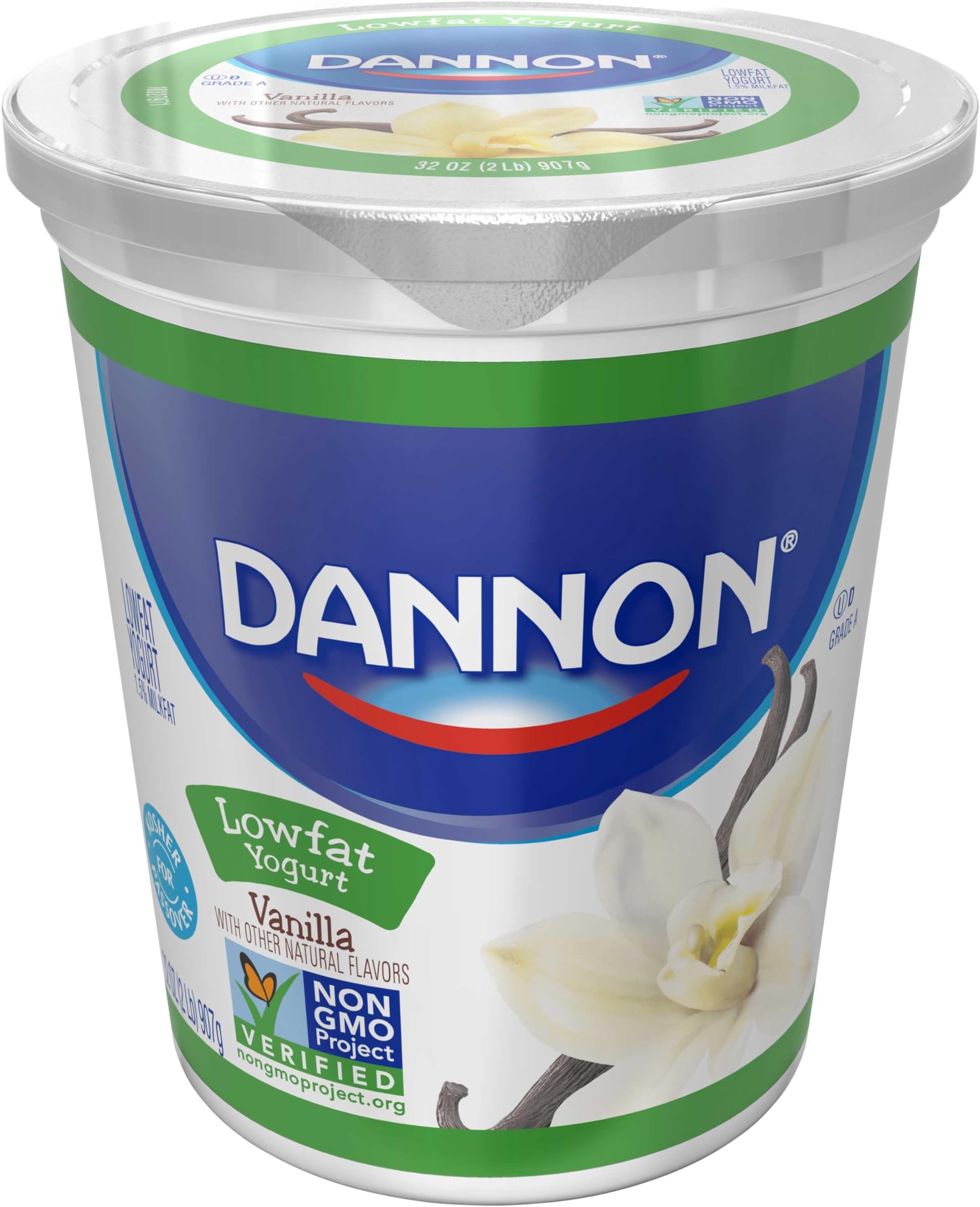 Dannon All Natural Quart Vanilla Lowfat Yogurt, 32 Ounce -- 6 per case.