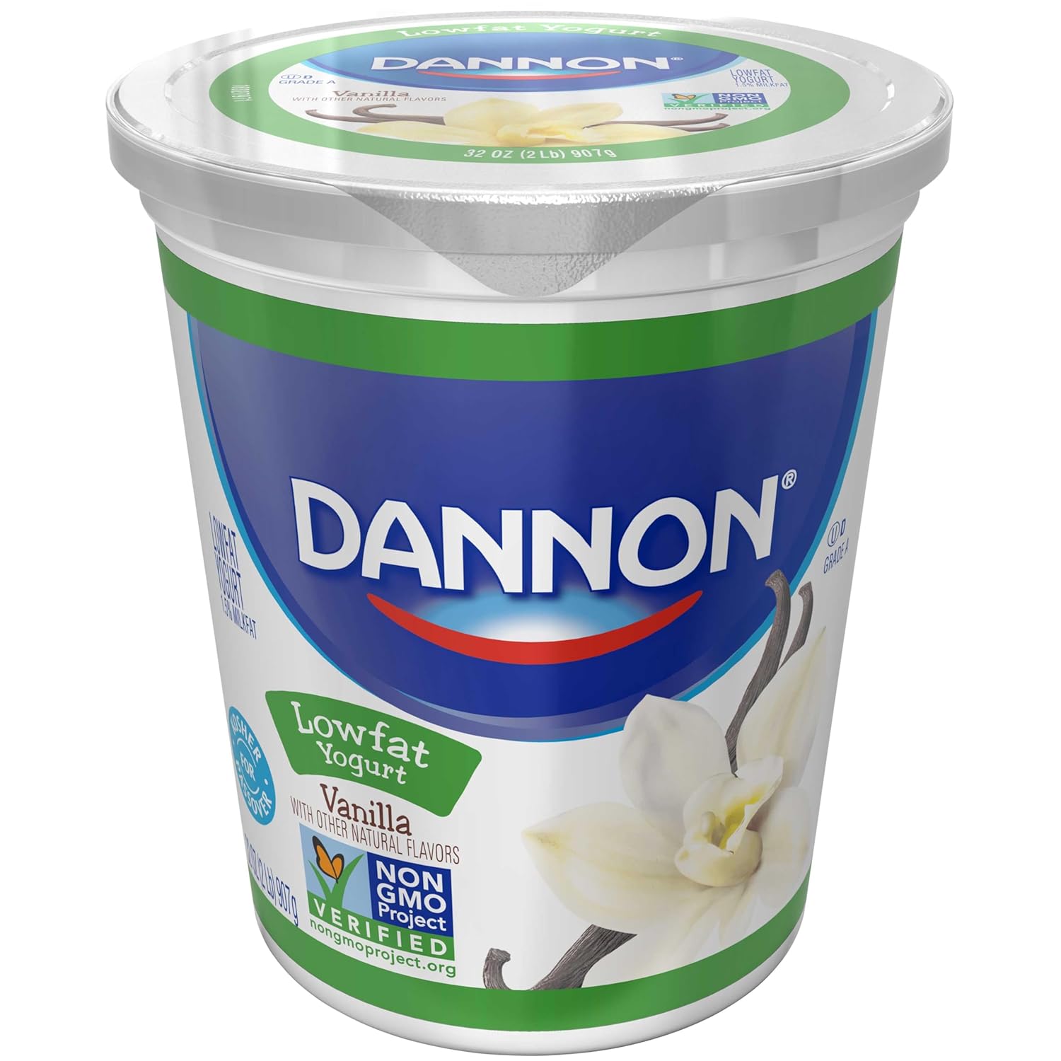 Dannon All Natural Quart Vanilla Lowfat Yogurt, 32 Ounce -- 6 per case.