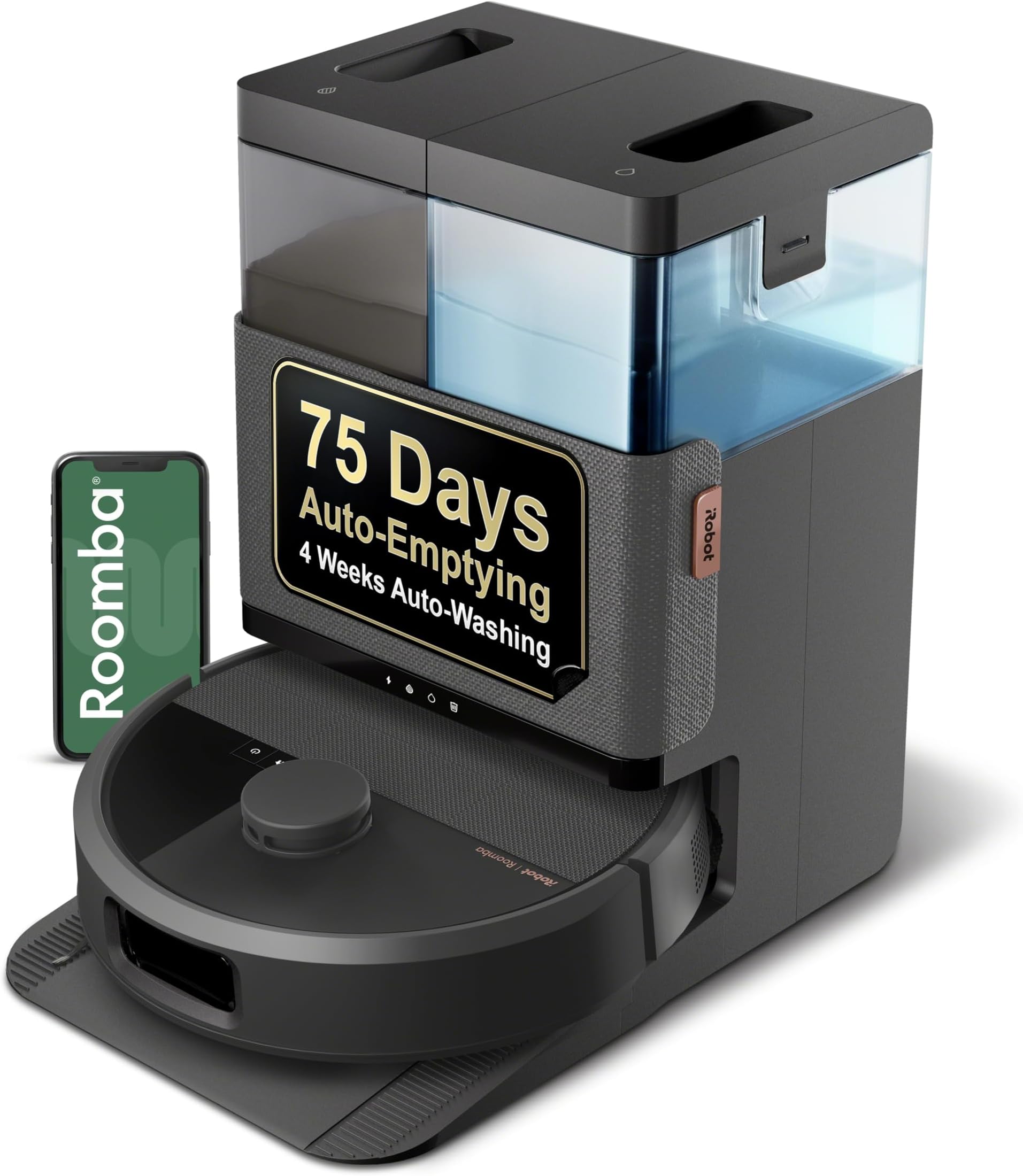iRobot Roomba Plus 505 Combo Robot Vacuum & Mop with AutoWash Dock - Extending Spinning Mop Pads, Self-Empties, Pad Wash & Heated Drying, Self-cleaning, Recognizes & Avoids Obstacles, LiDAR Navigation