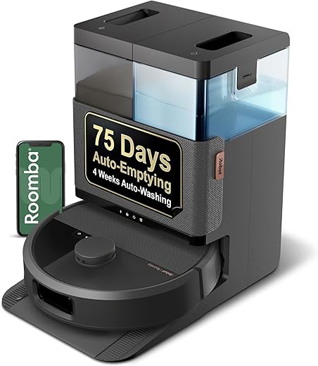 Roomba Plus 505 Combo Robot Vacuum & Mop + AutoWash Dock - Extending Spinning Mop Pads, Self-Empties, Pad Washing & Heated Drying, Self-Cleaning, Recognizes and Avoids Obstacles, LiDAR Navigation