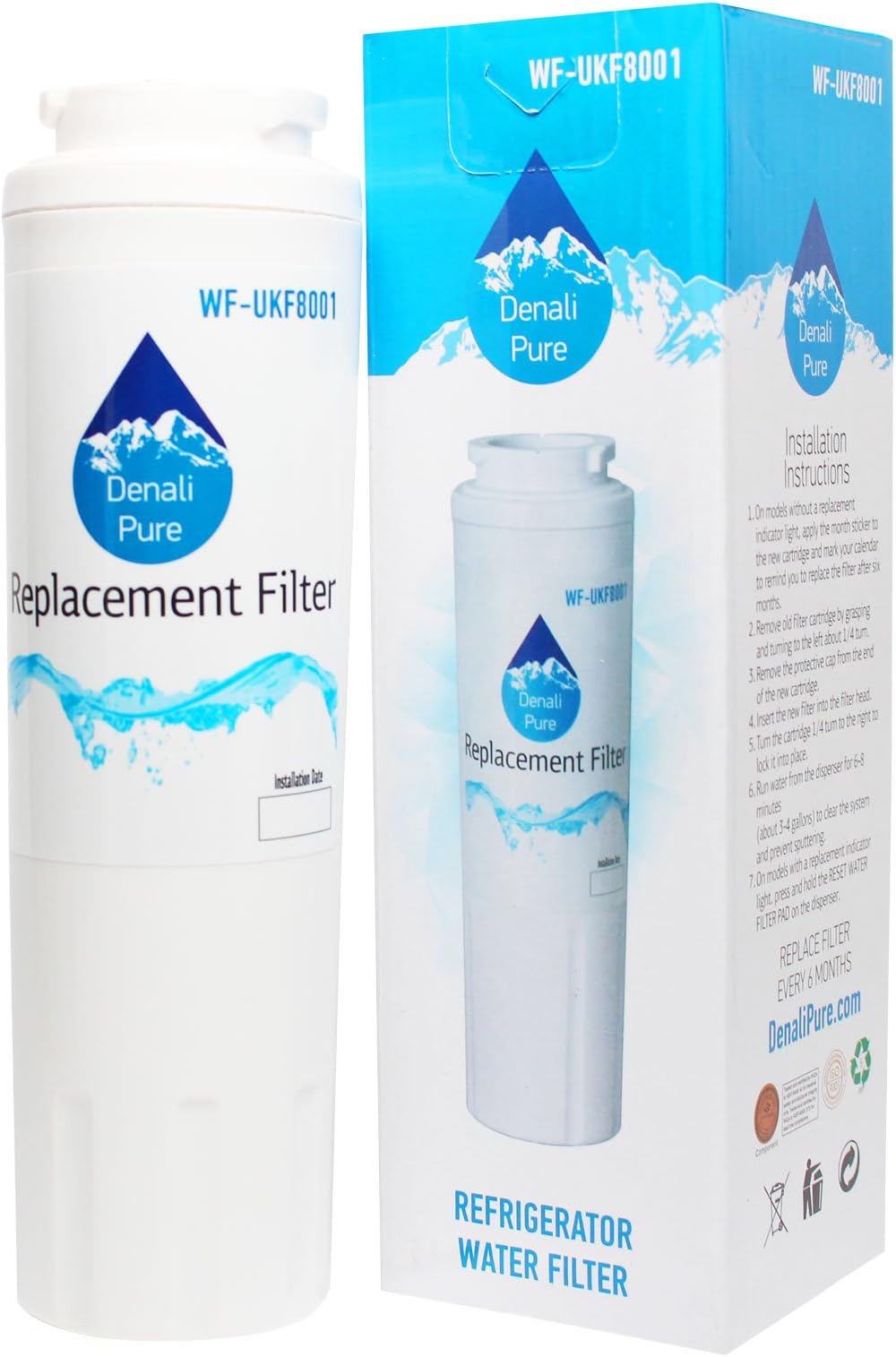 3-Pack UKF8001 Water Filter Replacement for Whirlpool Refrigirators - Compatible with WRX735SDBM, KFCS22EVMS, GI6FARXXY, MFI2269VEM, KFXS25RYMS, KBFS20EVMS