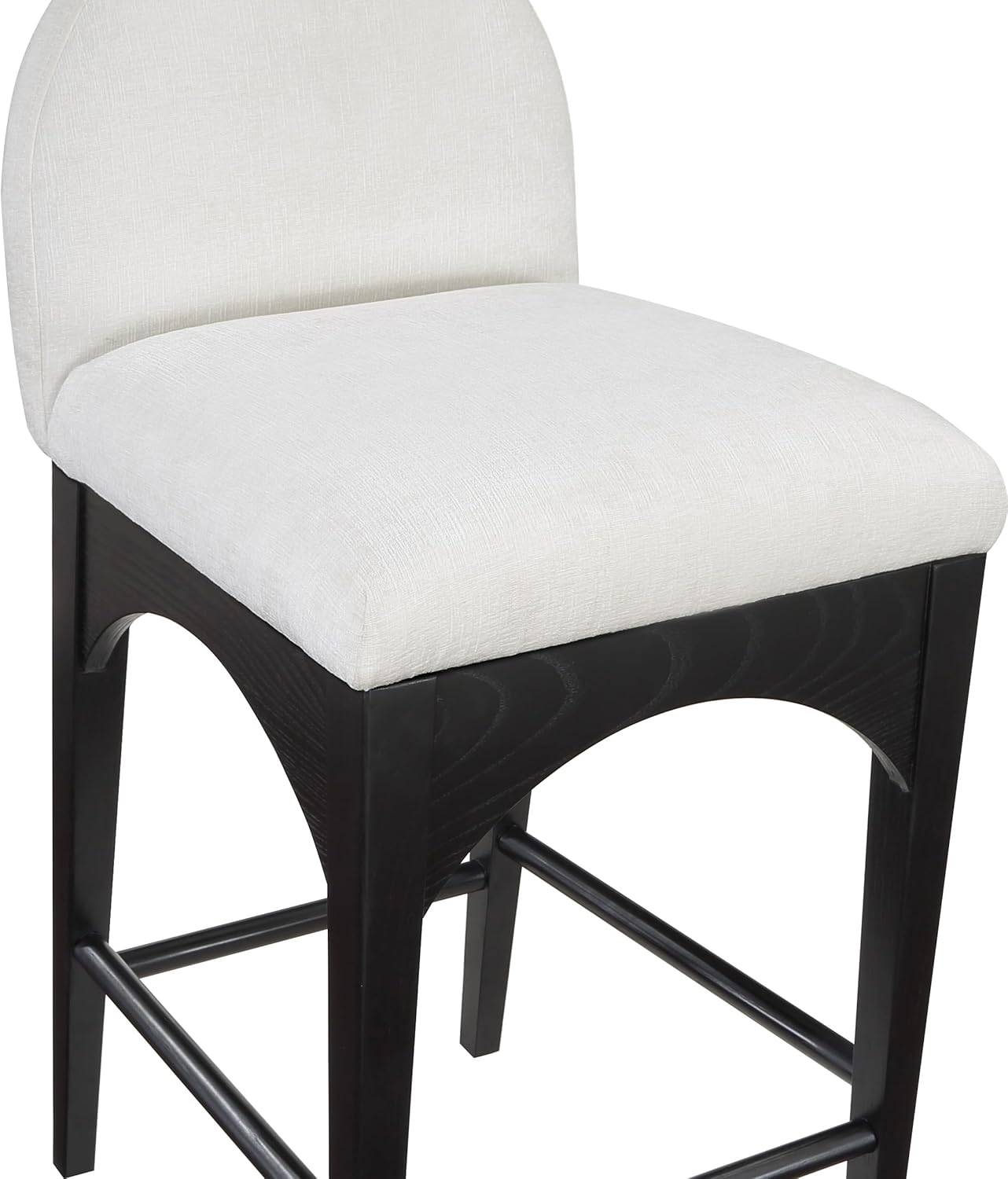 Meridian Furniture 392Cream-C Waldorf Collection Art Deco Stool with Soft Cream Chenille Fabric, Solid Ash Wood, Black Finish, Counter Height Stool, 18" W x 20" D x 37" H, Cream
