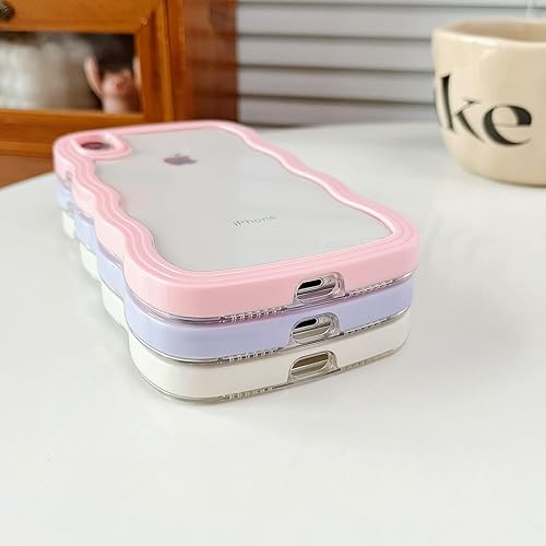 Miniatura 4 de XIZYO Funda para iPhone XR, con marco de onda rizada, bonita funda para teléfono, transparente, ondulada, estética, para mujeres y niñas, delgada,