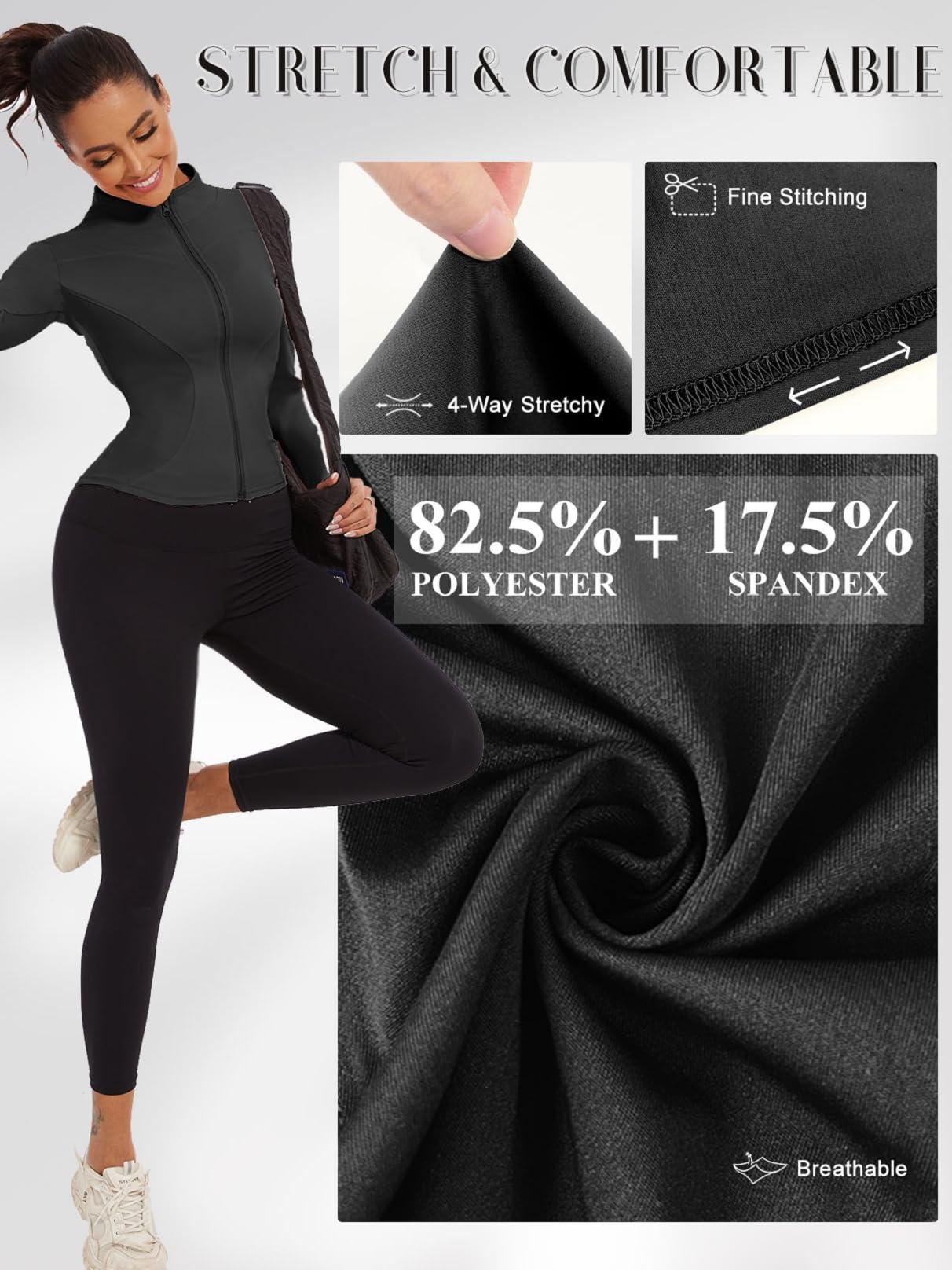 CheChury T-Shirt de Sport Femme Veste de Course à Manches Longues Sweat Respirant Léger Avec Fermeture Éclair Séchage Rapide Pour Yoga Fitness Running