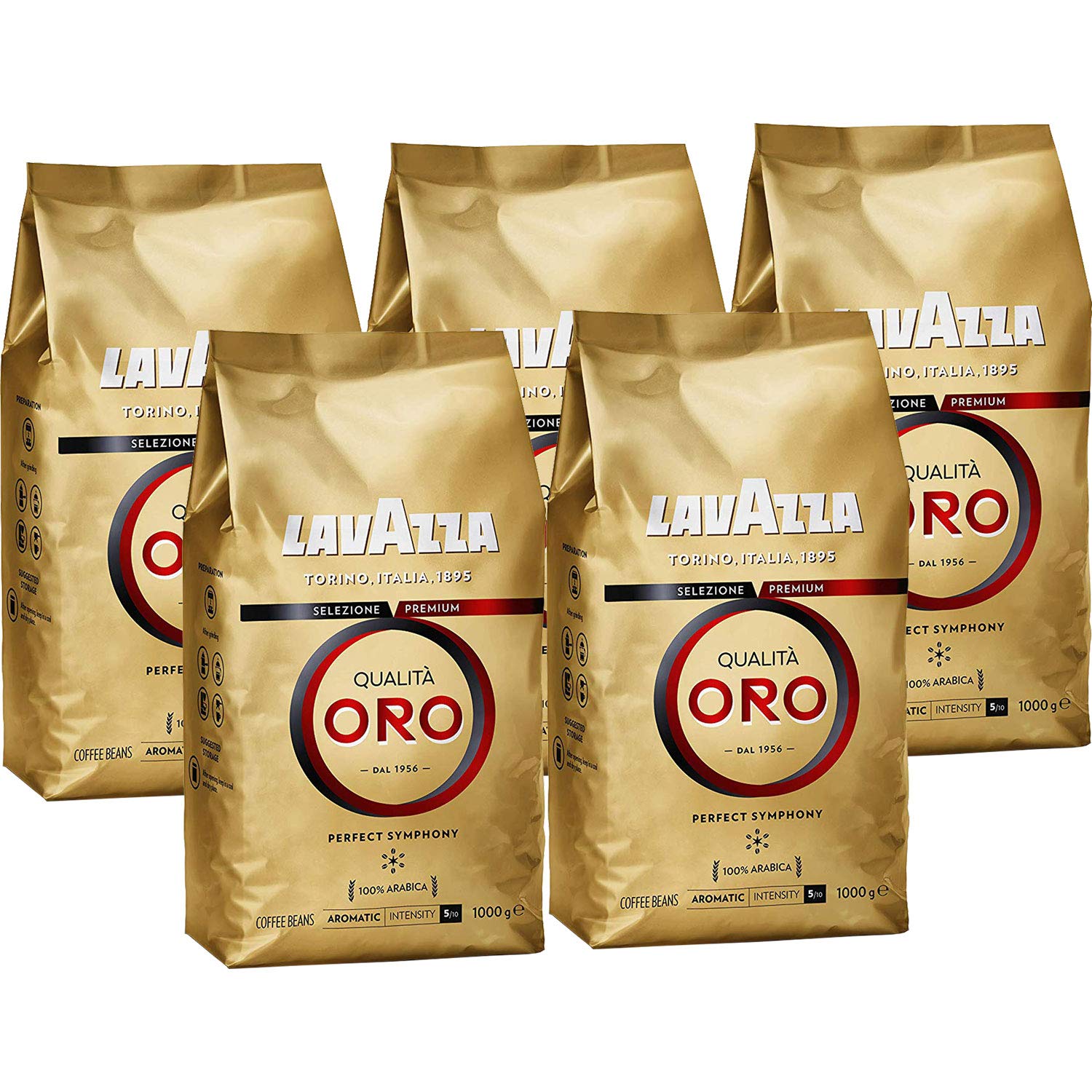 Lavazza Jakość Oro, całe ziarna, opakowanie 5 sztuk (5 x 1 kg)