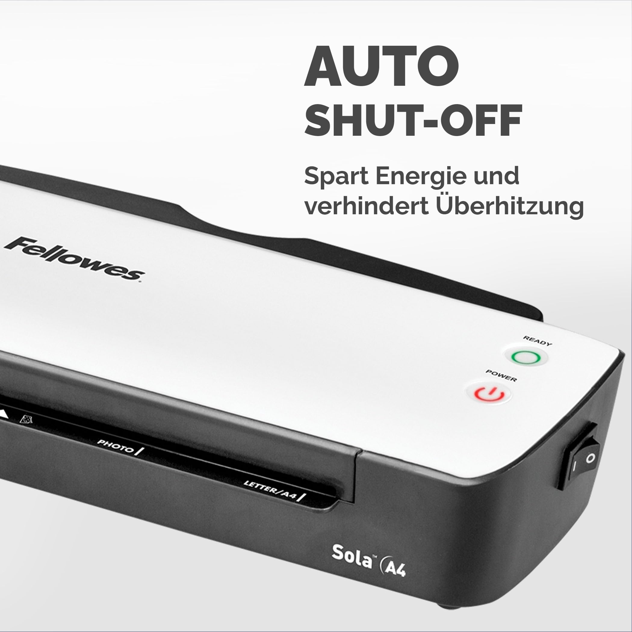 Fellowes Laminiergerät A4 Sola für Zuhause und Homeoffice, für Laminierfolien bis 125 Mikron Stärke, staufrei + Fellowes A4 Laminierfolien, glänzende Oberfläche, 120 Hüllen - Amazon Exclusive