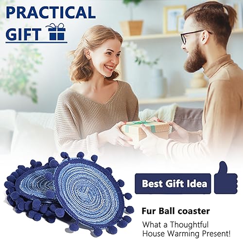 Miniatura 6 de Juego de 6 posavasos tejidos de algodón, accesorios de decoración de escritorio, posavasos de mesa para barra de café, 5.2 pulgadas