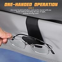 Vista 4 de AICEL Soportes para lentes de sol para visera solar de automóvil, soporte de cuero para colgar gafas, soporte magnético para lentes y clip