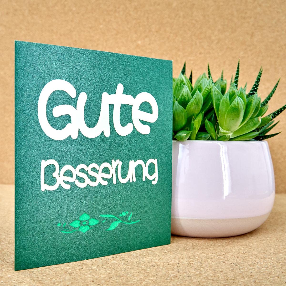 TOG BEG Biglietto di auguri pop-up 3D con motivo Gute Besserung e fiori, un regalo amorevole e un buon miglioramento per persone interessate di famiglie, amici o colleghi con busta (verde
