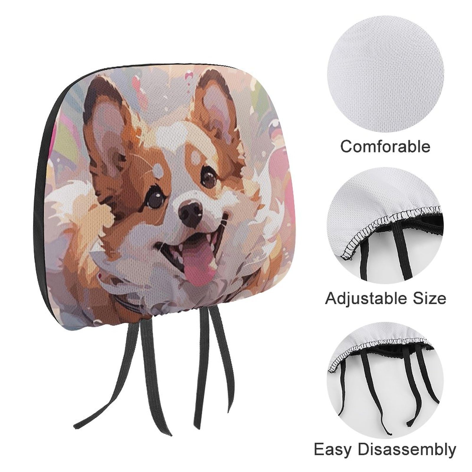 Amazon｜カーシートヘッドレストカバー 笑顔な犬 柴犬 ドッグ 車