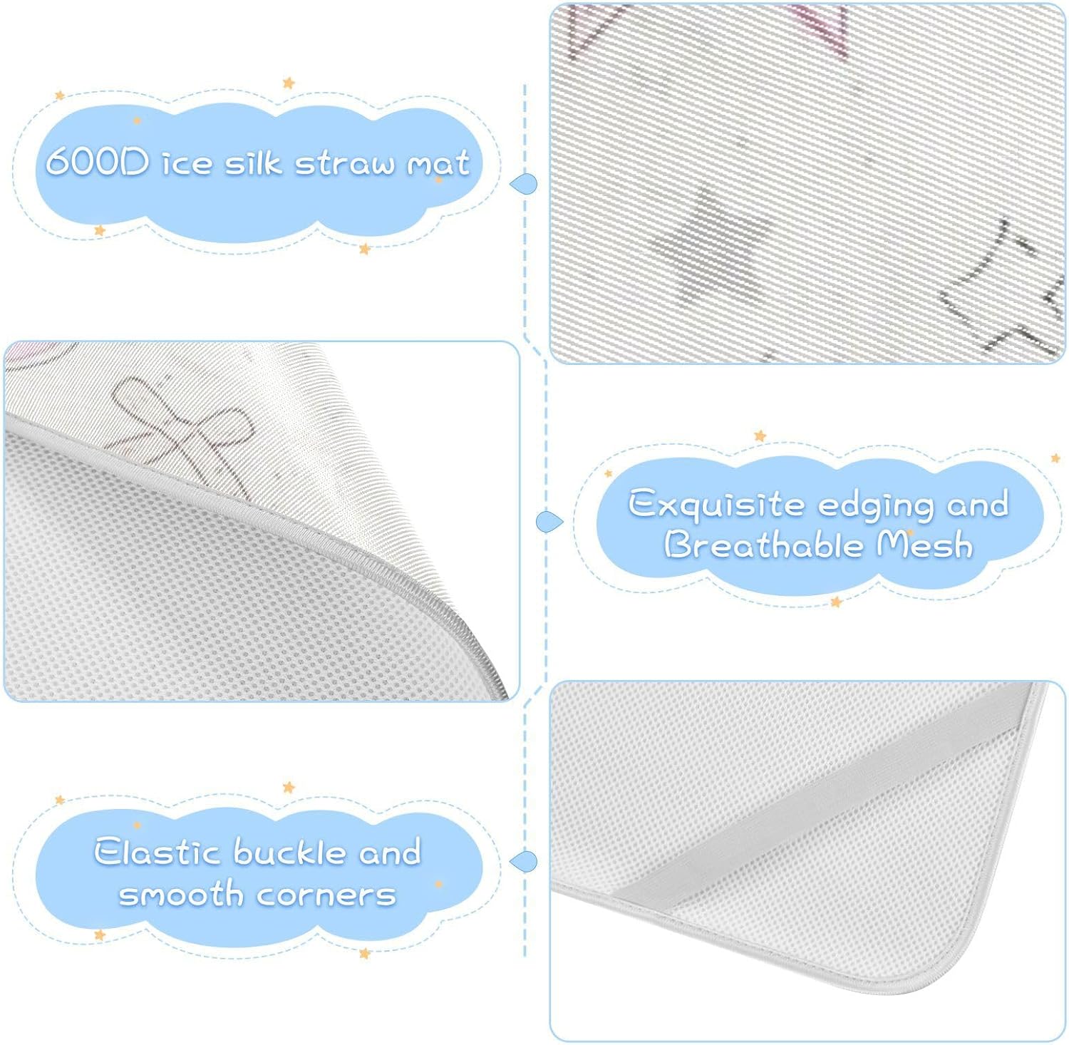 Cuturquoise Butterfly Bow Cooling Baby Mattress pad 28" x 52" Ultra Soft Pads for Bed for Baby&Toddler