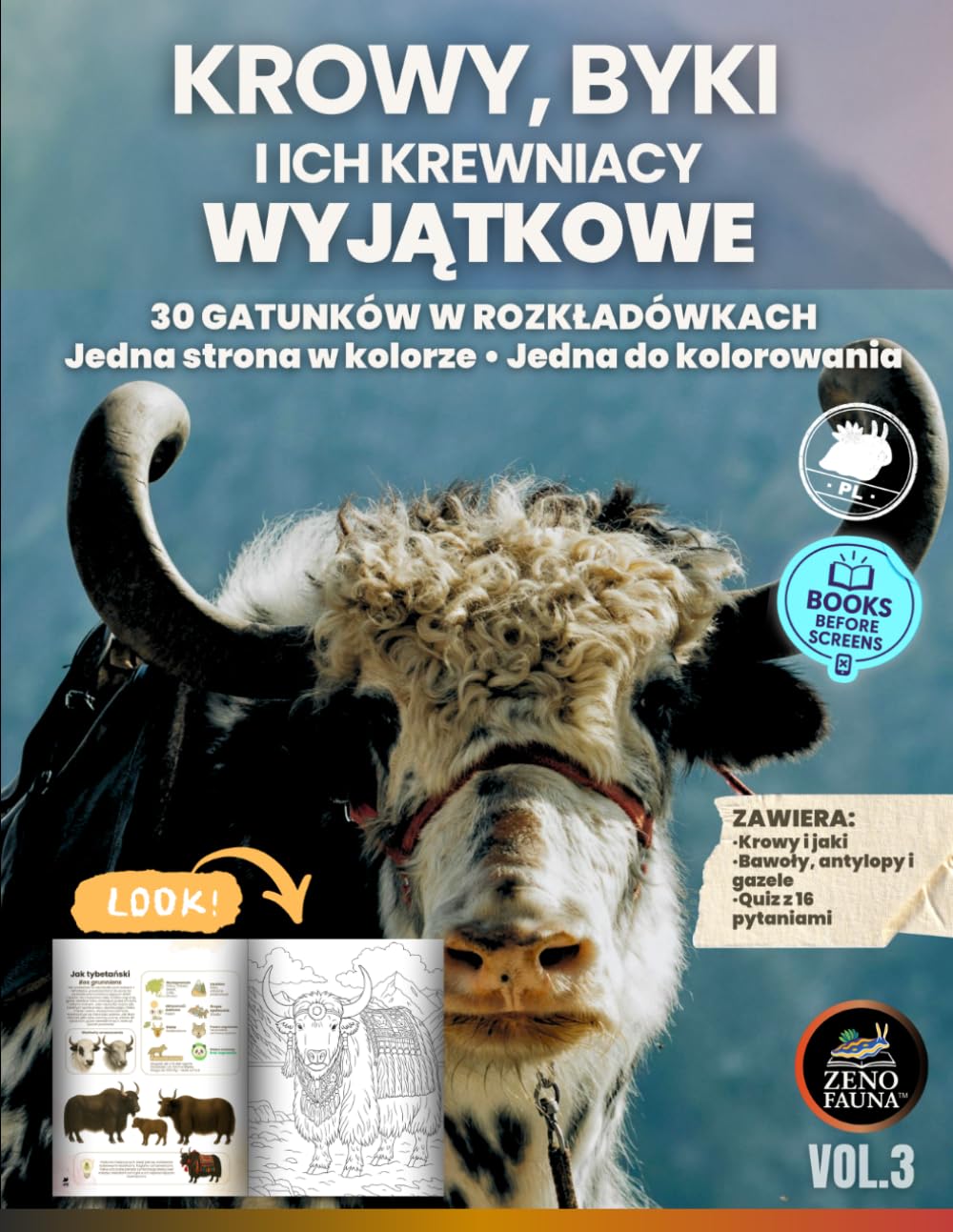 Krowy, Byki i Ich Krewni Wyjątkowe: 30 Gatunków w Rozkładówkach | Jedna Strona w Kolorze • Jedna do Kolorowania (Wyjątkowe Zwierzęta)