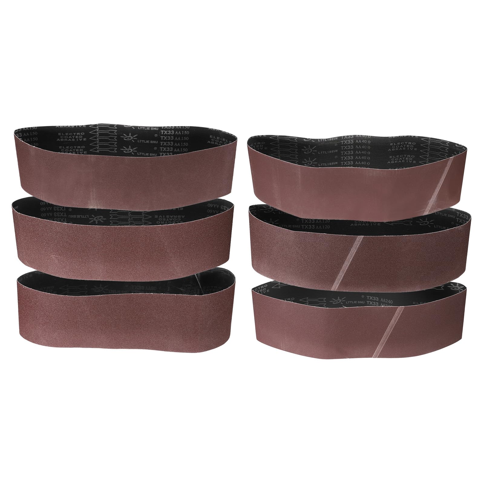 QUARKZMAN 6 Piezas Bandas Lijado 6 X 48" 1 Pieza Cada Grano 60/80/120/150/240/400 Óxido Aluminio Papel Lija Para Lijadora Banda Cerámica Para Metal Trabajo En Madera Reparación Automotriz