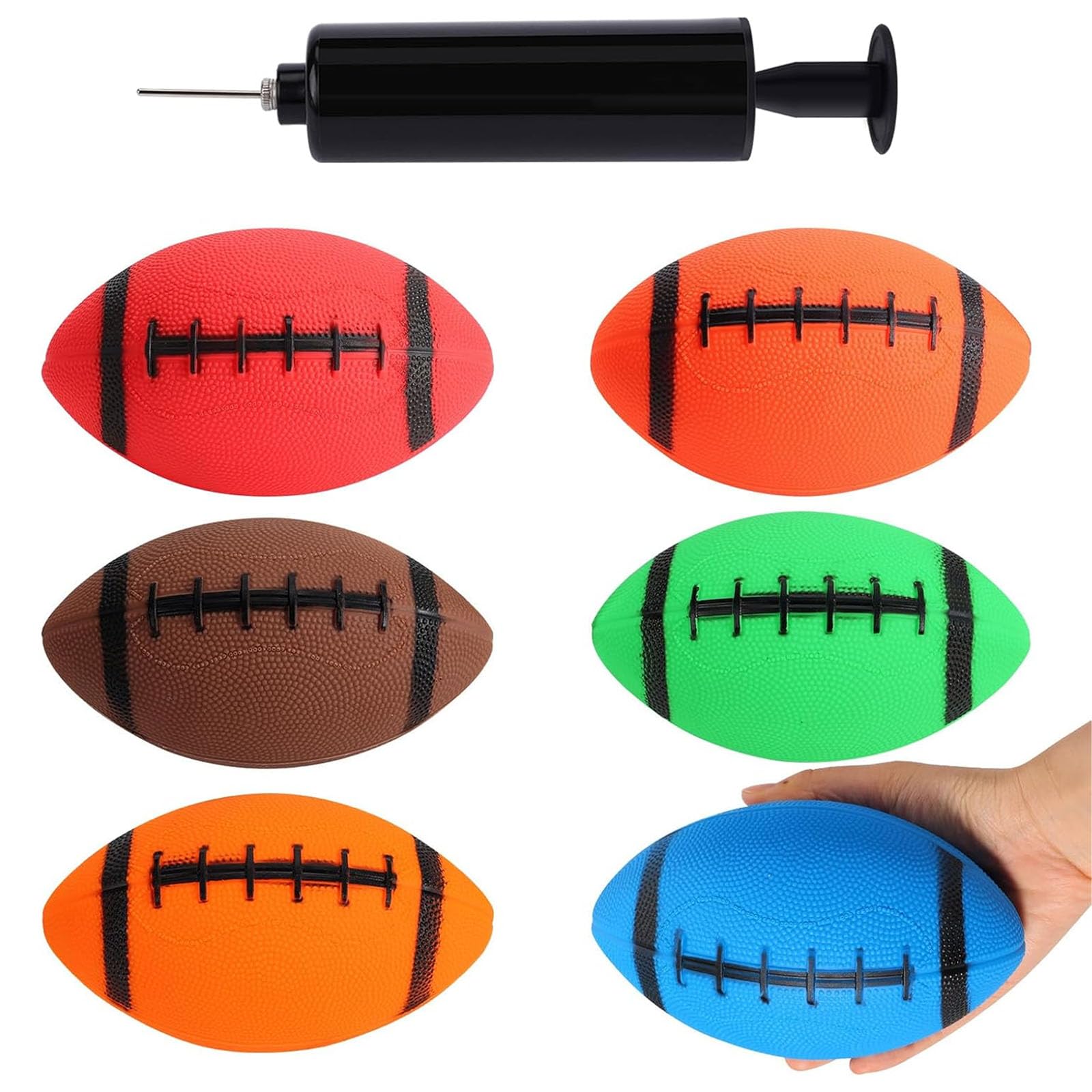 Shindel 6 PCS Mini Inflatable Football, 6.3 Inch, Multicolor | Small Footballs, Outdoor I…