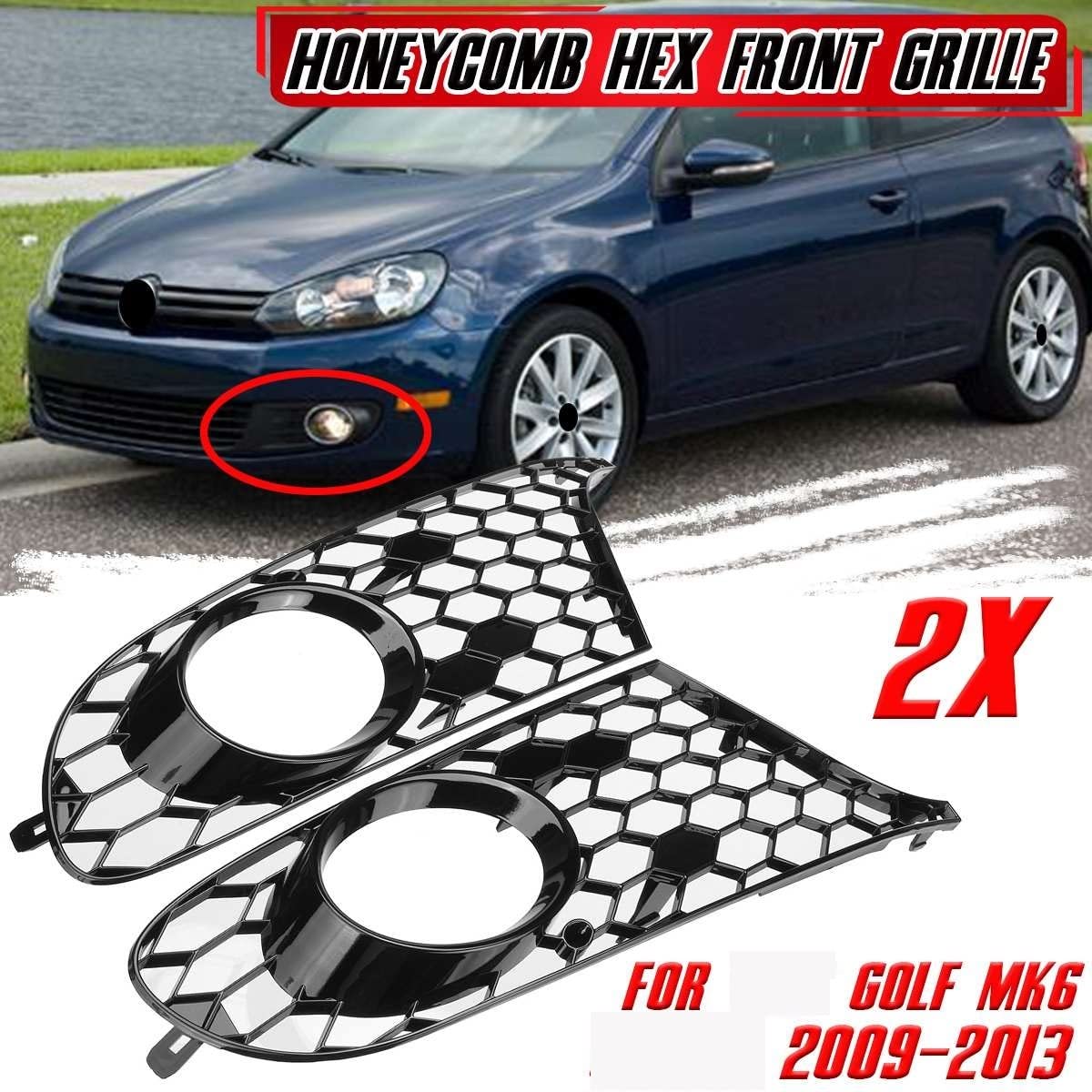 2x Przednie światło przeciwmgielne samochodu Grill Grille Osłona lampy przeciwmgielnej, dla VW, dla golfa, dla MK6, dla Jetta 2009-2013 5K0853665 5K0853666 Przednie grille samochodowe