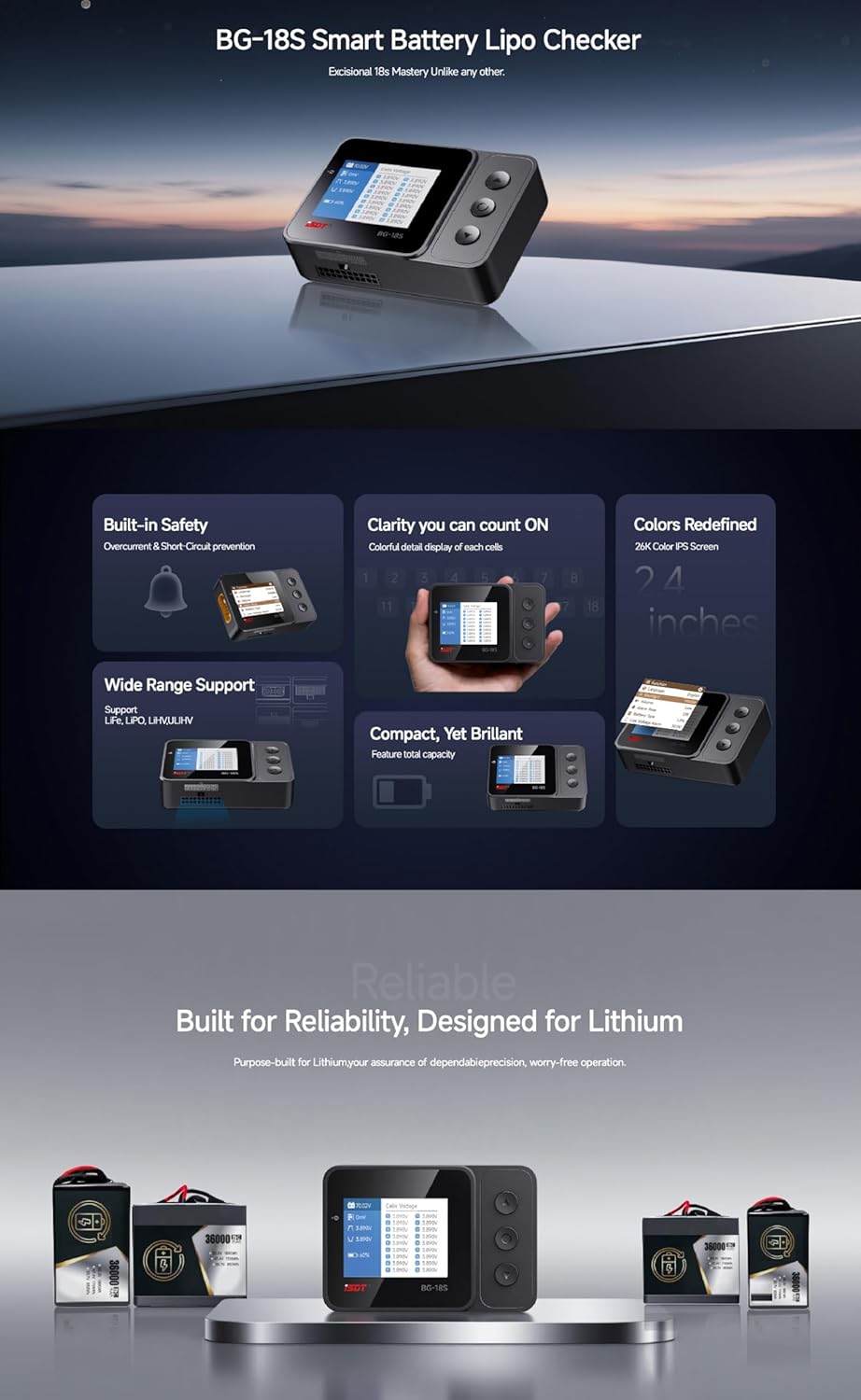 The ISDT BG-18S Battery Tester Supports Multiple Battery Types Like LiPo/Life