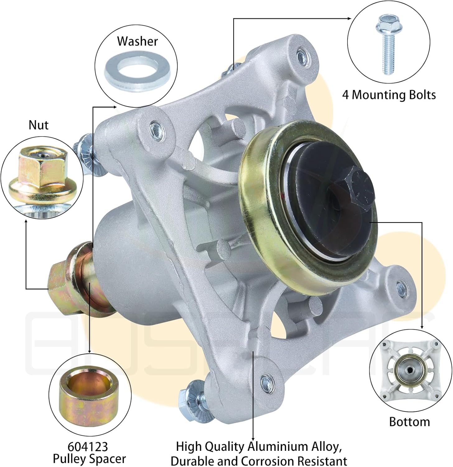 2 Pack 604214 Spindle with 603987 Pulley 607059 Belt Replaces Hustler 604214 Spindle for Hustler 604214 Spindle Assembly, Hustler Part 604214, Hustler Spindle 604214 for 42" Dash XD Lawn Decks