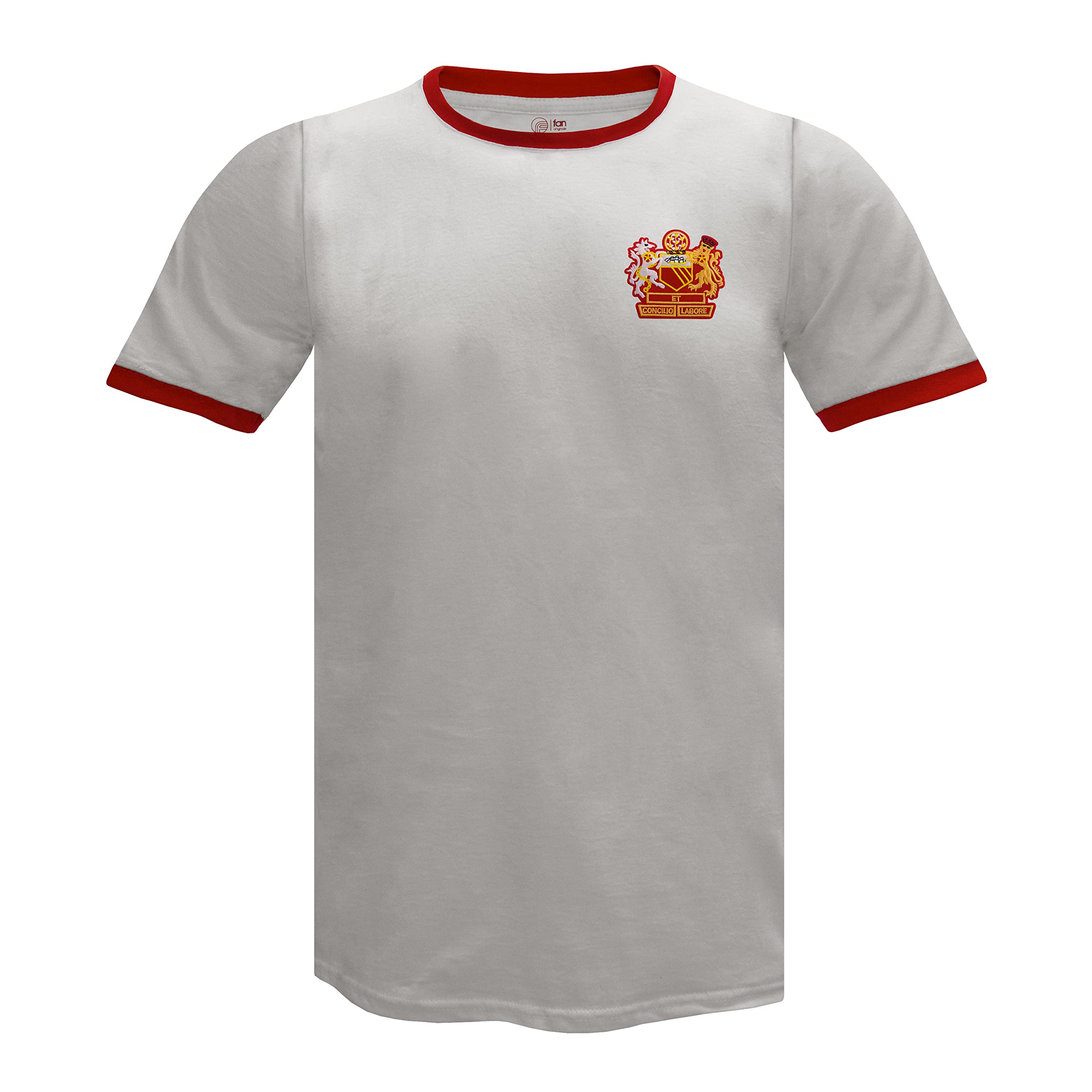 fan originals Manchester Crest Mens T-Shirt Crew Neck White XL