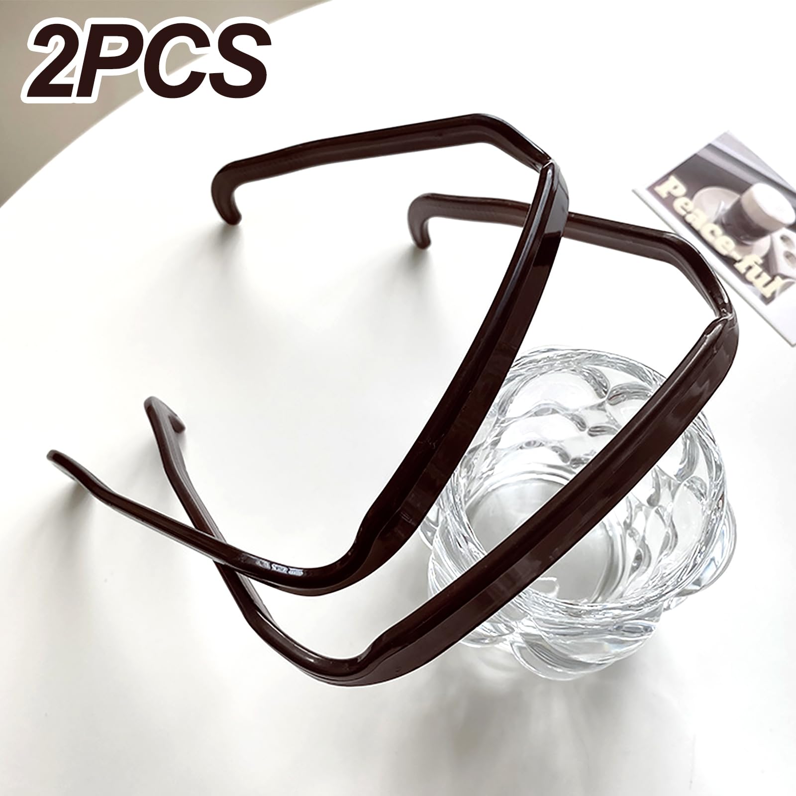 Qufiiry Curly Hair Headbands, 2 Pcs Sunglasses Headband, Brown Square Headband, Unisex Hairstyle Fixing Tool for Curly Thick Hair - Image 4