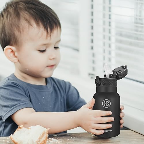 Miniatura 7 de Han's Bottle Botella de agua para niños con tapa con pajilla, vaso reutilizable de acero inoxidable aislado para niños pequeños, niñas, niños, taza