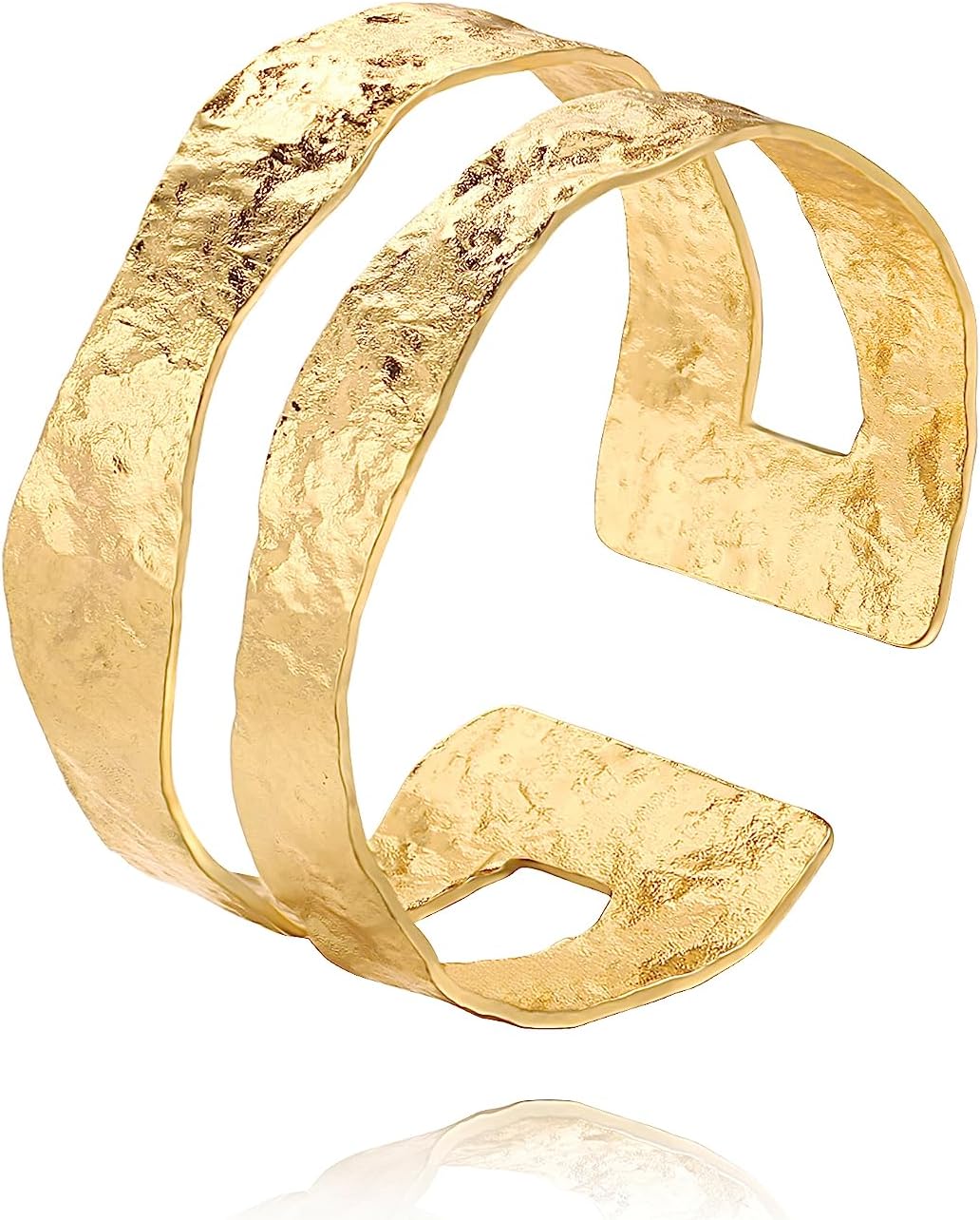 POTESSA 18K Gold Plated Cuff Bracelets Adjustable Dainty Bangle