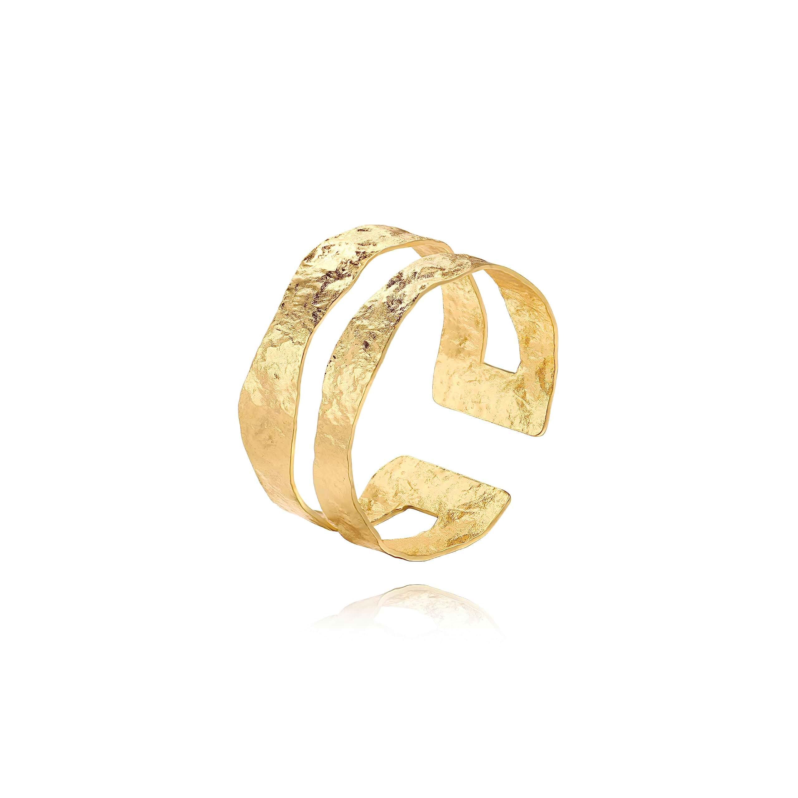 POTESSA 18K Gold Plated Cuff Bracelets Adjustable Dainty Bangle Handemade Jewelry for Women Adult