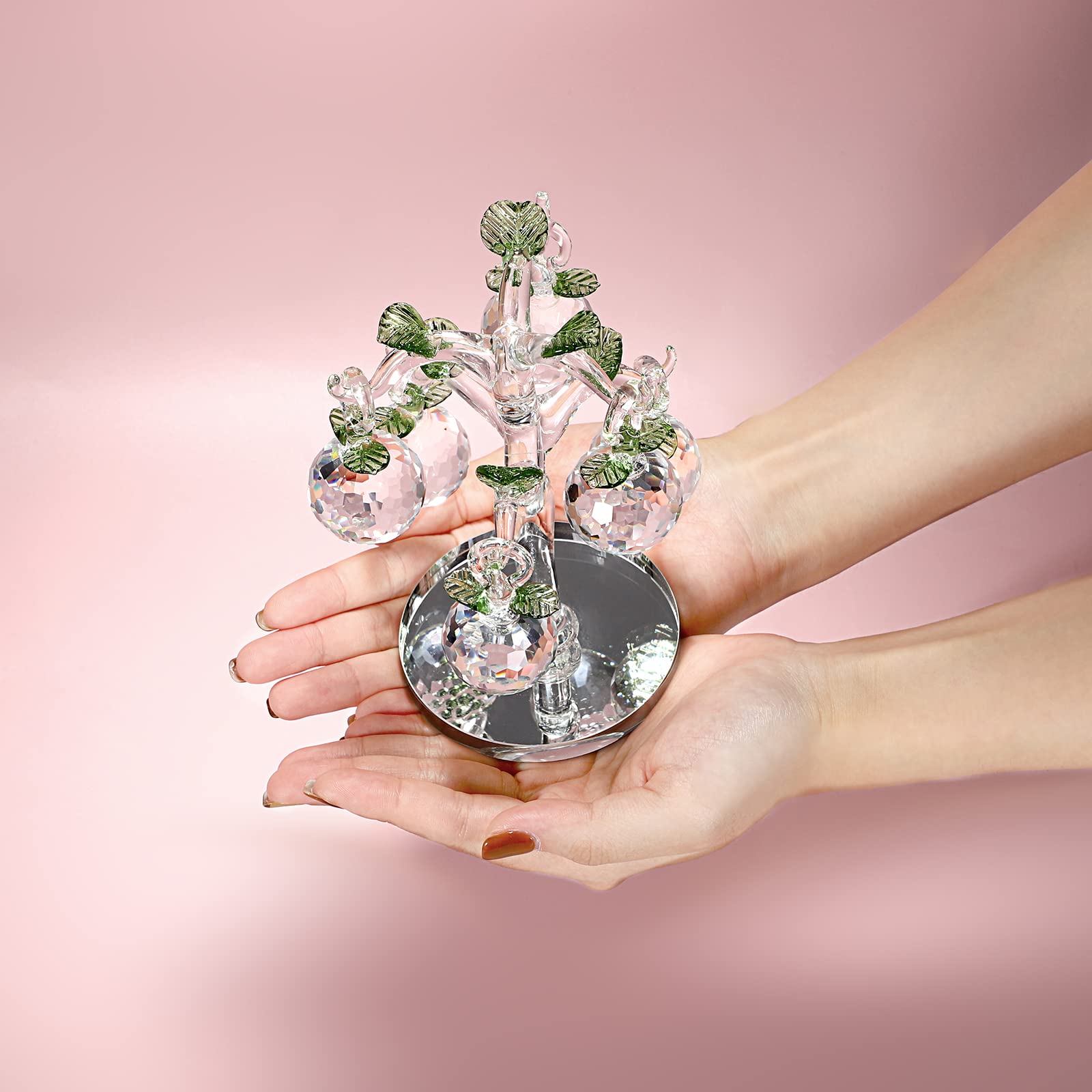 BTSKY Kristalglas Appelboom - Kunstboom Beeldje Ornament Tafeldecoratie Feng Shui Kristal Appelboom Decoratie