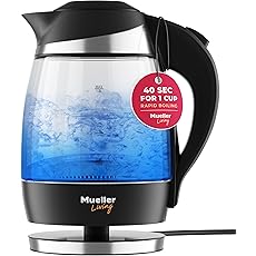 Chefman Electric Kettle for Boiling Water, 1.8L 1500W, Removable Tea Infuser, Auto Shut Off, Boil-Dry Protection, BPA Free, Borosilicate Glass, Hot Water Boiler, Electric Tea Kettle - Stainless Steel