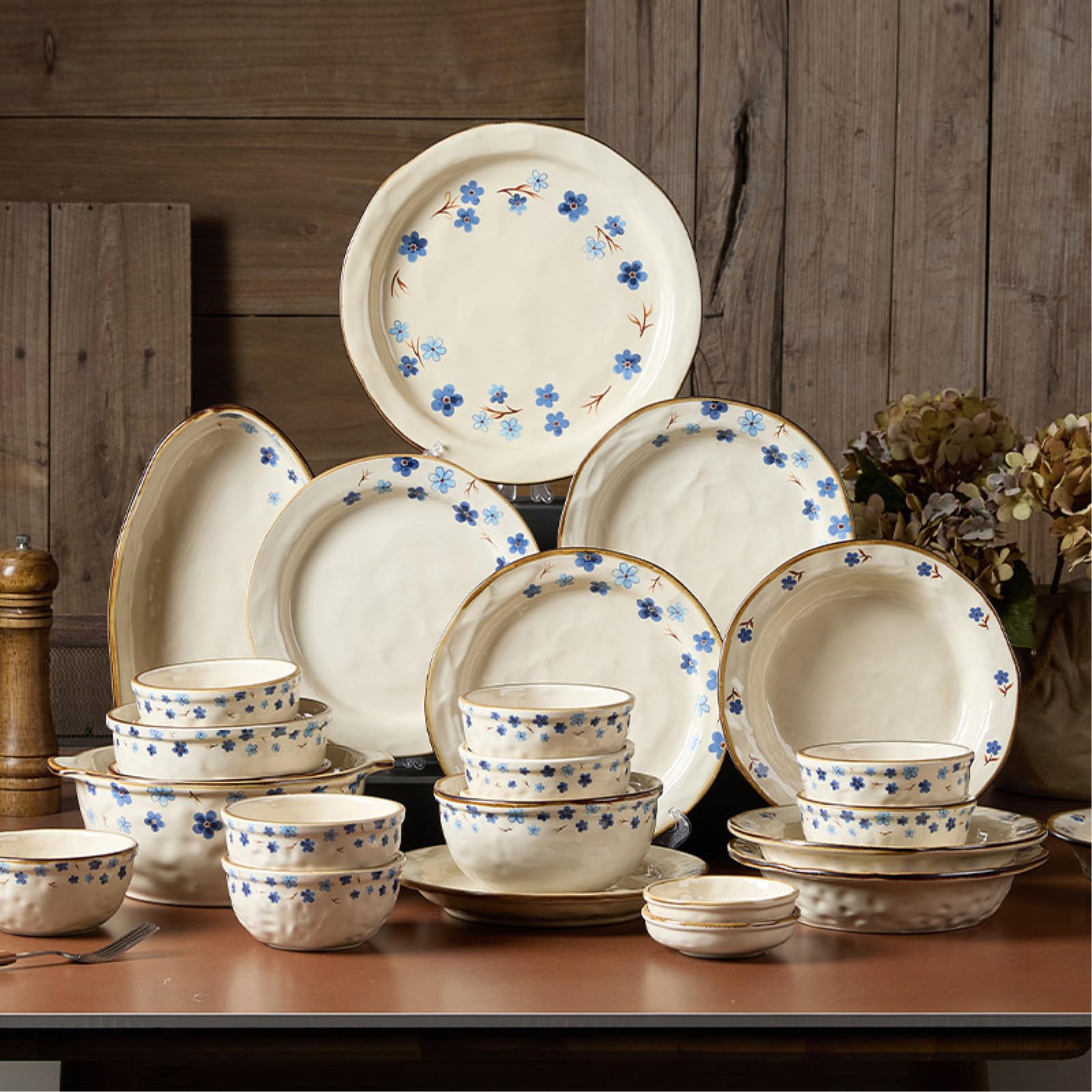 Ceramiczne kreatywne naczynia retro domowa prostota - 20 cm przycięte miseczki dwuuszne