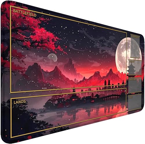 MTG - Tapete de juego con bordes cosidos, tapete de juego MTG para MTG TCG de 24 x 14 pulgadas, tapete de juego entintado con bolsa de