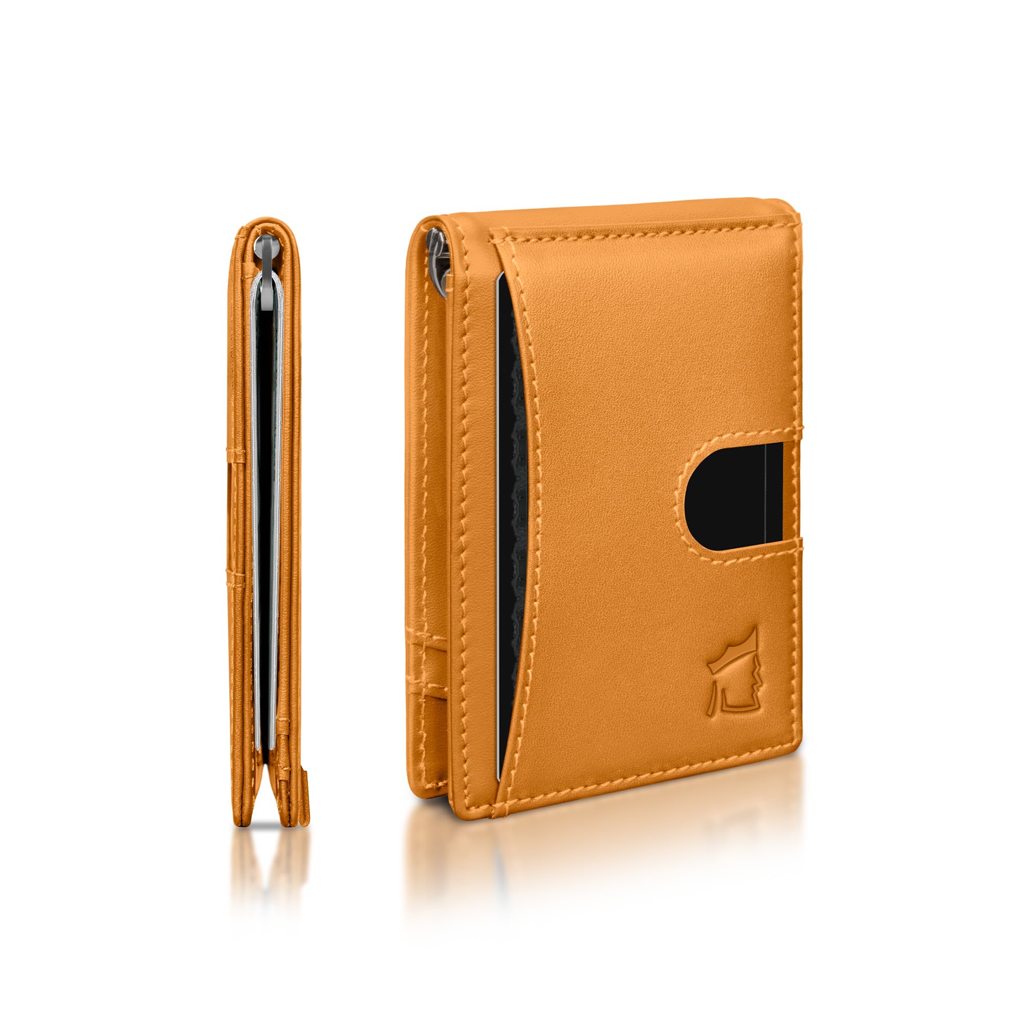 Kingly Cash Clip Slim Leather Wallet for Men with RFID Blocking & Money Clip - Minimalist Front Pocket Bifold Wallet Holds 12 Cards - Secure Card