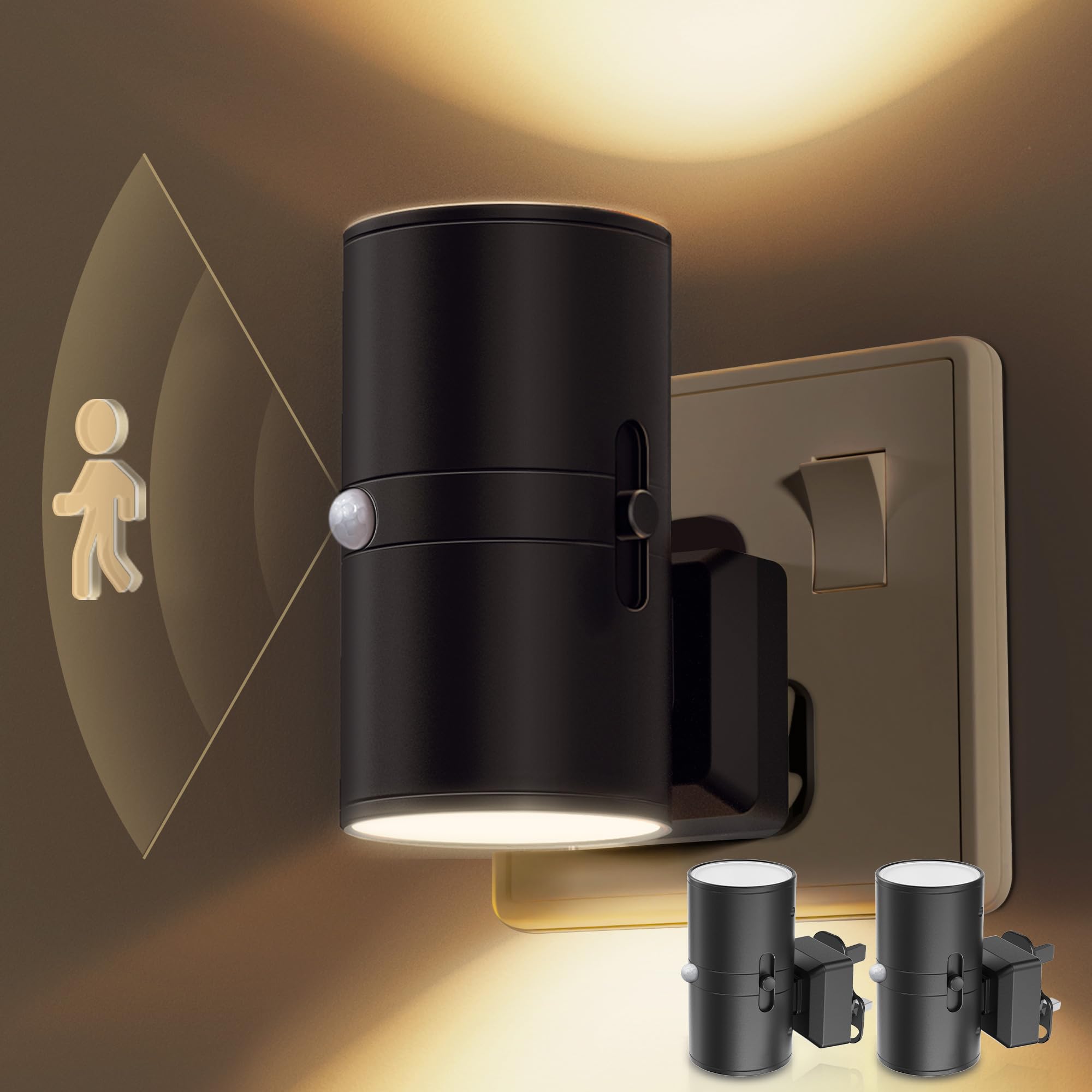 LOHAS-LED Motion Sensor Night Light Plug in, Motion Activated Night Light Plug in Wall, Dimmable Nightlight Warm White Light