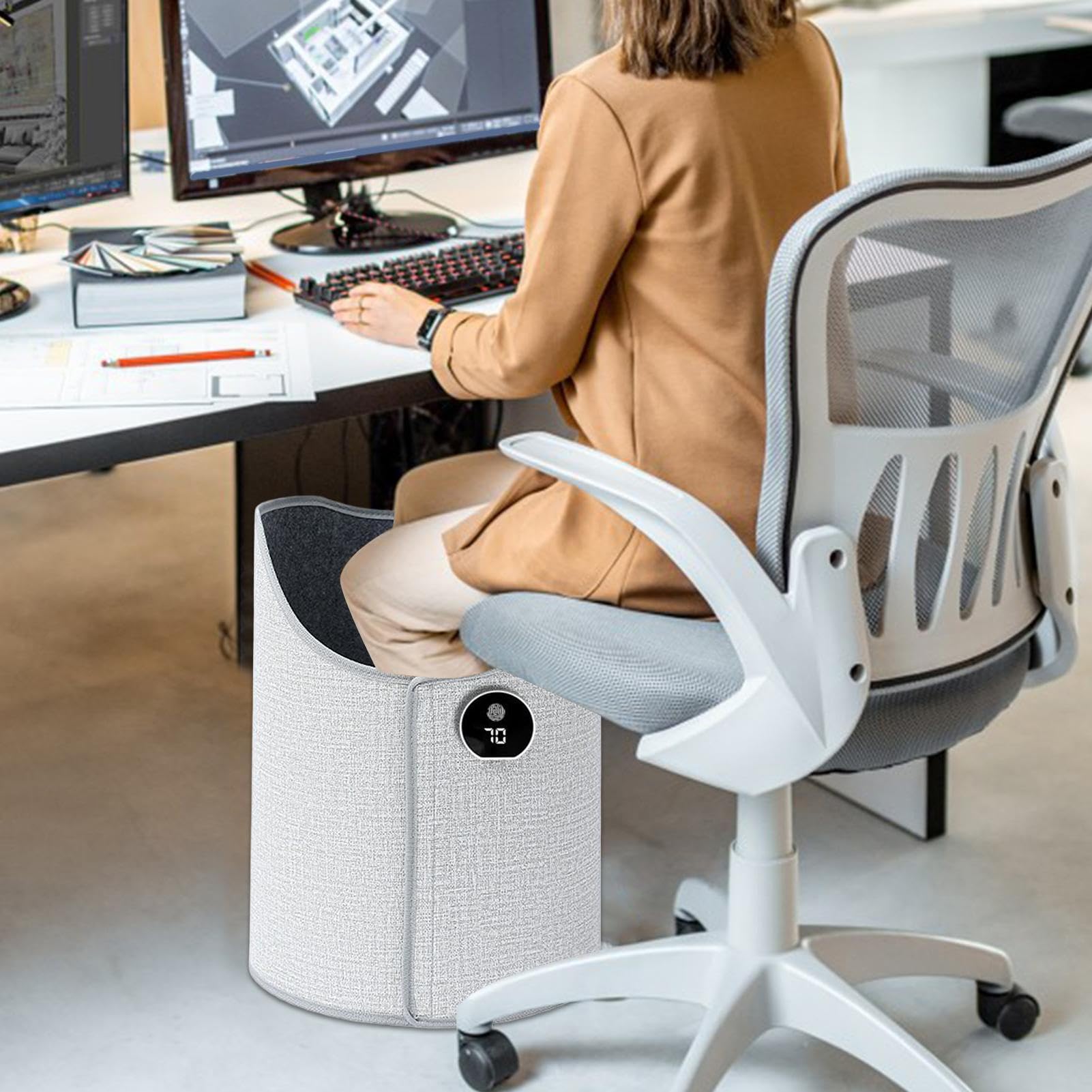 Calentador de piernas ajustable de 5 niveles para debajo del escritorio, manta portátil plegable para oficina, habitación, hogar, dormitorio, tienda de campaña, camping, interior