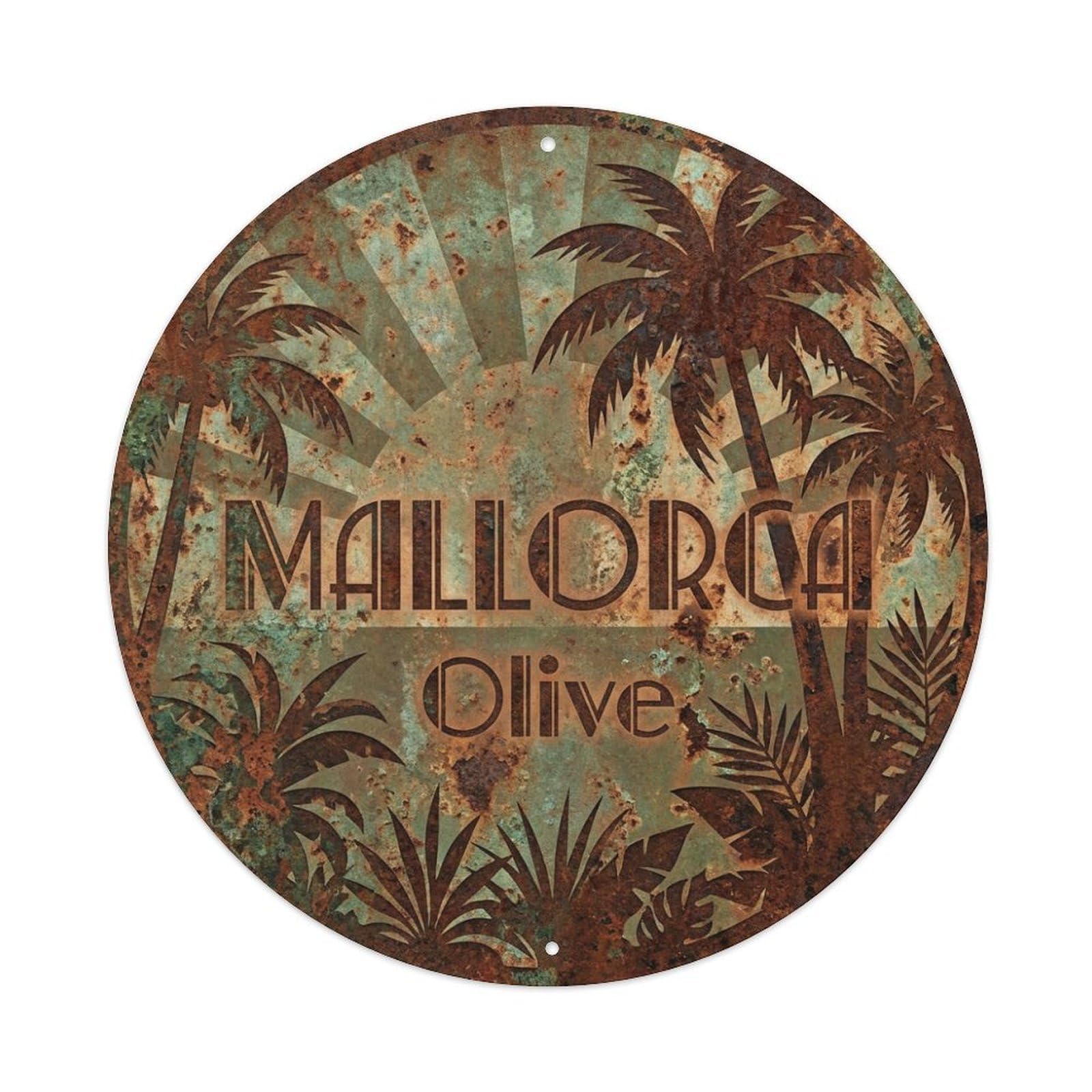 Metal Tin Sign Vintage Travel Mallorca Spain Tree