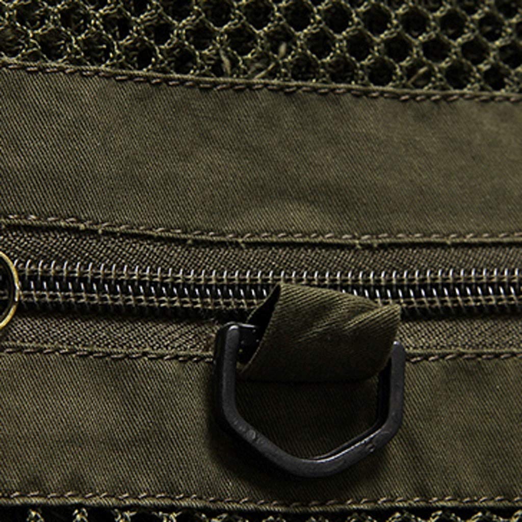 Gilet de Poche Gilet de pêche Printemps été Gilet de pêche Gilet de Photographie en Plein air Gilet Multi-Poches col en V(Khaki,XXL)