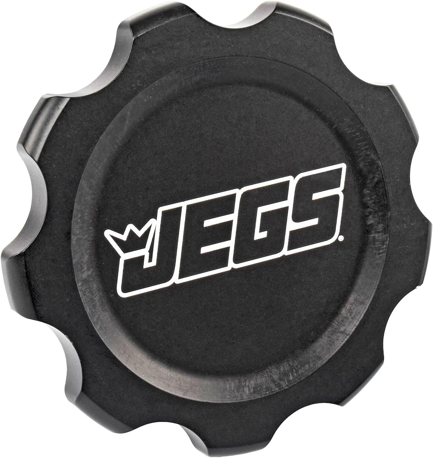 JEGS Black Fuel Cell Cap With Bung | Fits 12-Bolt Bung | Made In USA | 5.353" Bolt Circle | Anodized Black | CNC-Machined From Billet 6061-T6 Aluminum | Includes Gasket & Hardware