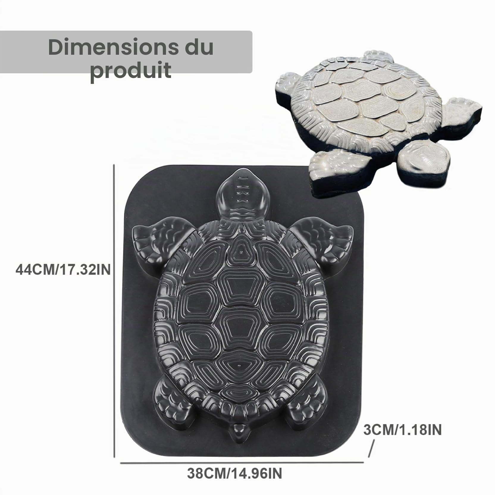 Moules à Pas Japonais pour béton et Ciment 17x15'' Moule à béton en Forme de Statue de Tortue Moule à Pas Japonais Facile à Utiliser Moules et Formes en béton pour allées et chemins de Jardin