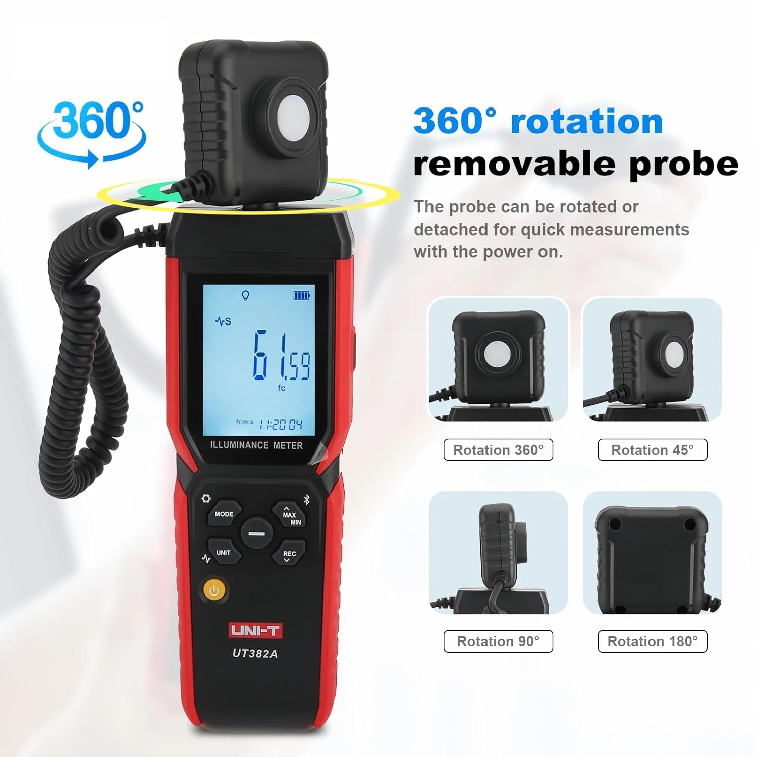 UNI-T Digit Light Meter 400000 Lx Photometer 999 Data storagelux Meter UT382A illuminance Measuring Instrument