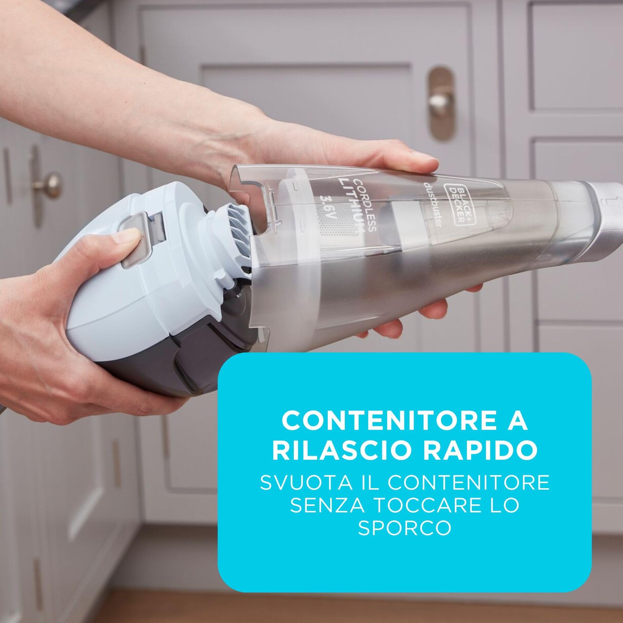 BLACK+DECKER dustbuster 7.2V (Batteria 2.0Ah) Aspirapolvere Portatile Senza Fili, Viola, NVC215W-QW - 4