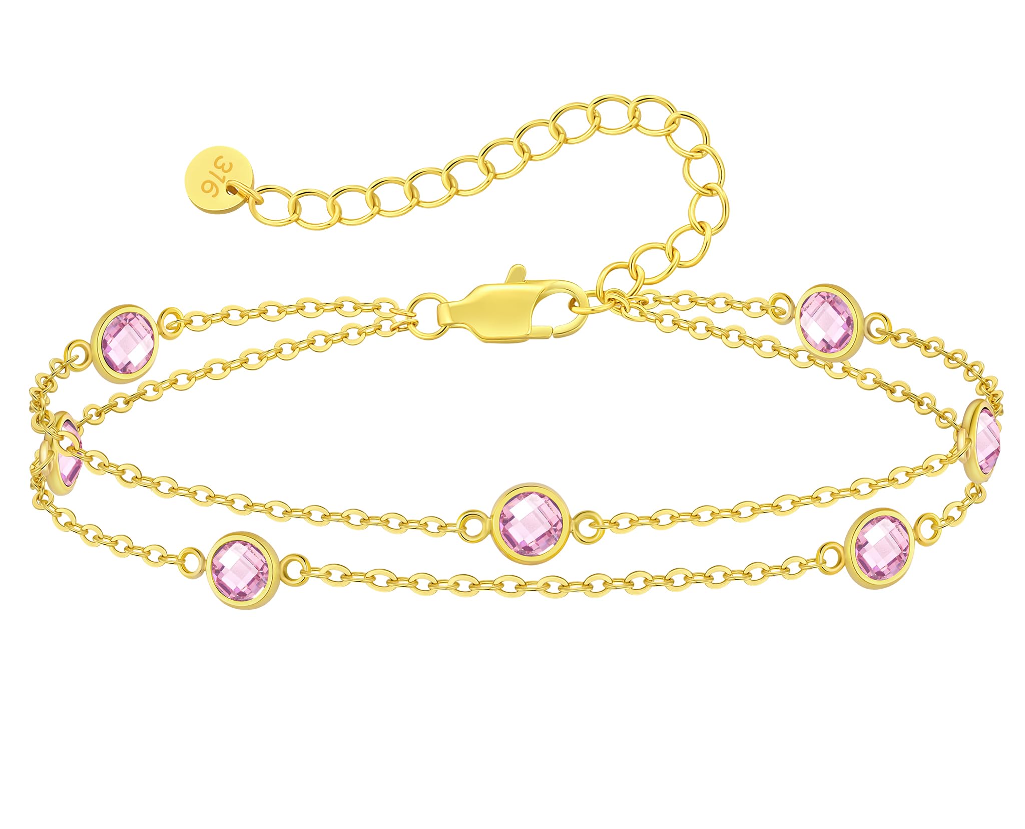 LOUISA SECRET Pferdeaugen Armband Damen 925 Sterling Silber Zirkonia Gold Armbänder Verstellbar Valentinstag Muttertag Geburtstags Weihnachten Geschenk für Sie Frauen Freundin mama