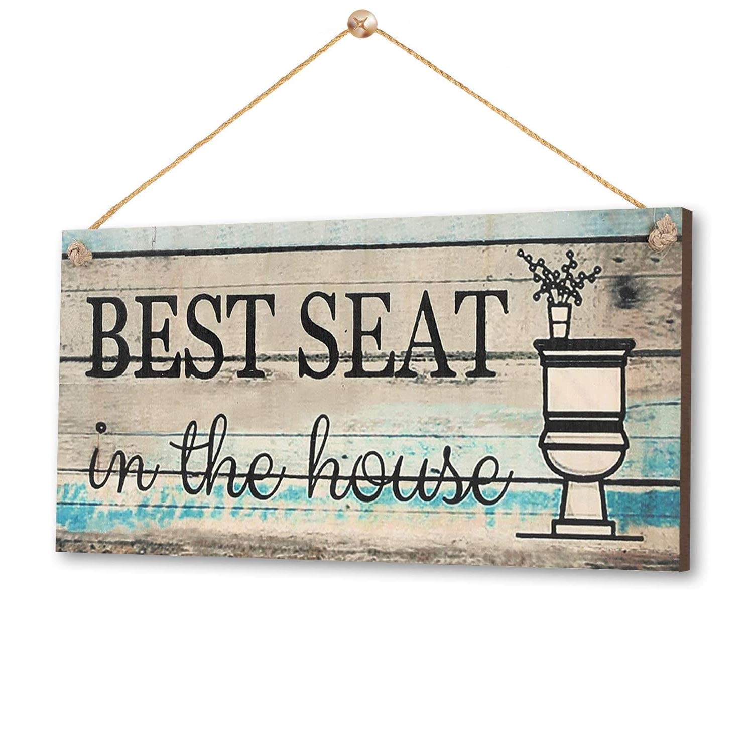 Please Seat Yourself Bathroom Sign Bathroom Wall Decor Sign 14 X 7 Funny Printed Hanging Wood Plaque Sign Farmhouse Rustic Wall Decor Art For Kids Guest Bathroom Decorations Home Kitchen Bath