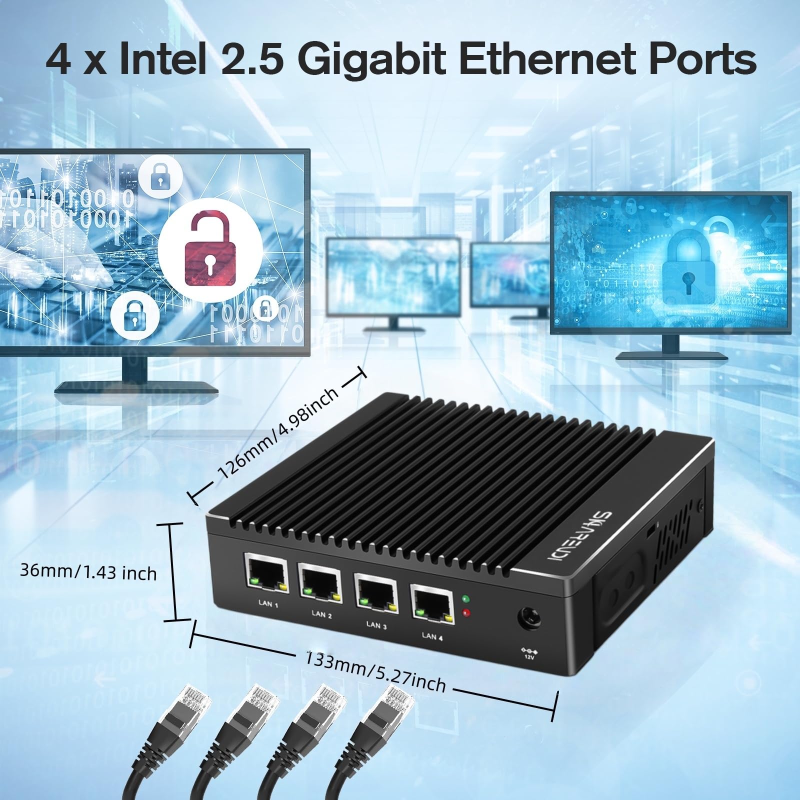 Apparecchio firewall senza ventola Intel J3710 4C/4T, mini PC con 4 porte LAN i226, gateway di rete, router software, test con P-F-Sense/OPN-SESNE, 8 GB di RAM DDR3 e SSD mSATA da 64 GB