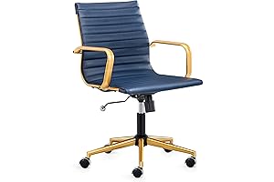 Luxmod Gold Ergonomic Desk Chair: Blue and Gold Office Chair