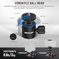 Vista 4 de NEEWER Camara deslizante Dolly con cabeza esférica y abrazadera para teléfono, 4 ruedas de mesa Dolly Patinador manual con panorama de 360°