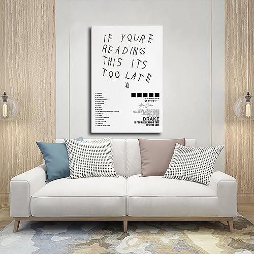 Miniatura 5 de metegate Póster de Drake con texto en inglés "If You're Reading This It's Too Late", póster de lienzo con cubierta de álbum, decoración de