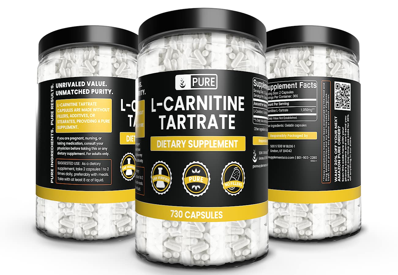 Amazon.com: PURE ORIGINAL INGREDIENTS L-Carnitine L-Tartrate (730 Capsules)  No Magnesium Or Rice Fillers, Always Pure, Lab Verified : Health & Household