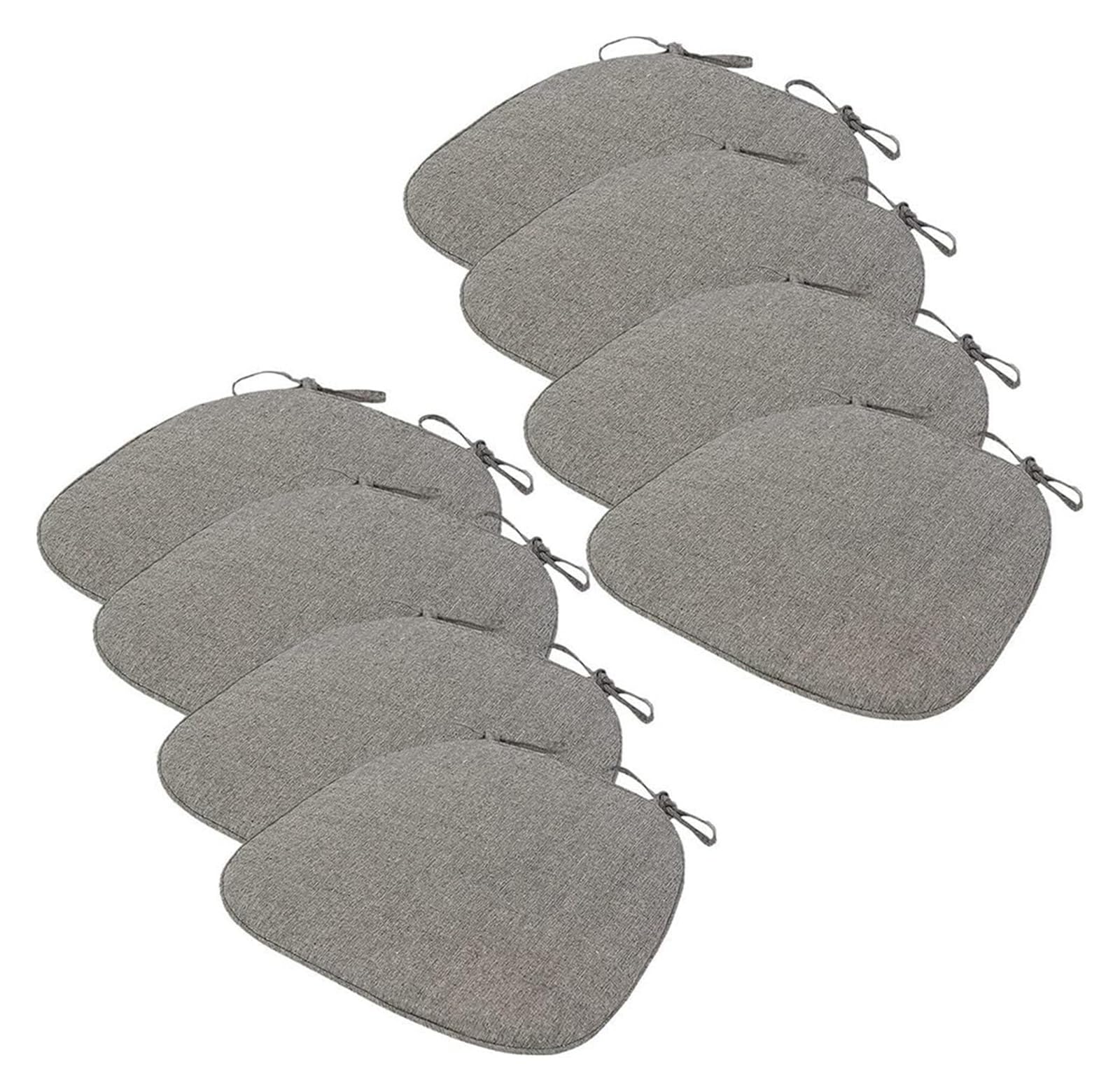 Coussin de siège antidérapant à sangles housse lavable lot de 8 pour chaise de cuisine noir