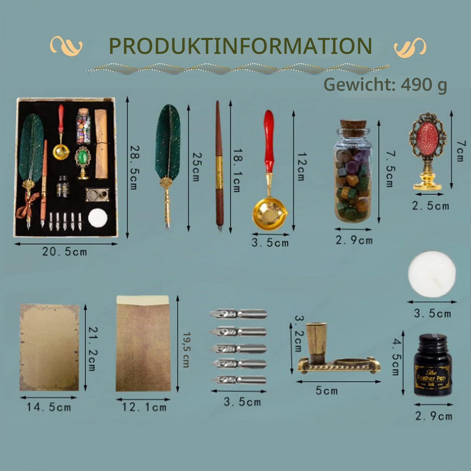 Joyeee Feder Kalligraphie Stift Set, Dip Pen Kalligraphie Set enthalten Siegelwachs Perlen, Ersatzspitzen zum Schreiben, Journaling, Zeichnen, Unterschrift, Hochzeit, Retro Dekoration Geschenk