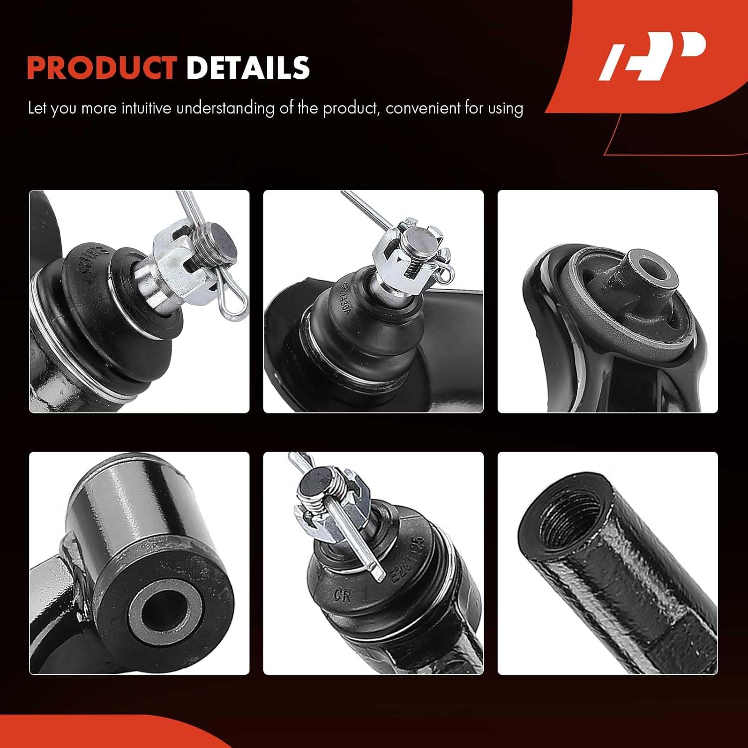 A-Premium Set of 4, Front Lower Control Arm, Outer Tie Rod End, Compatible with Suzuki Grand Vitara 2006-2013